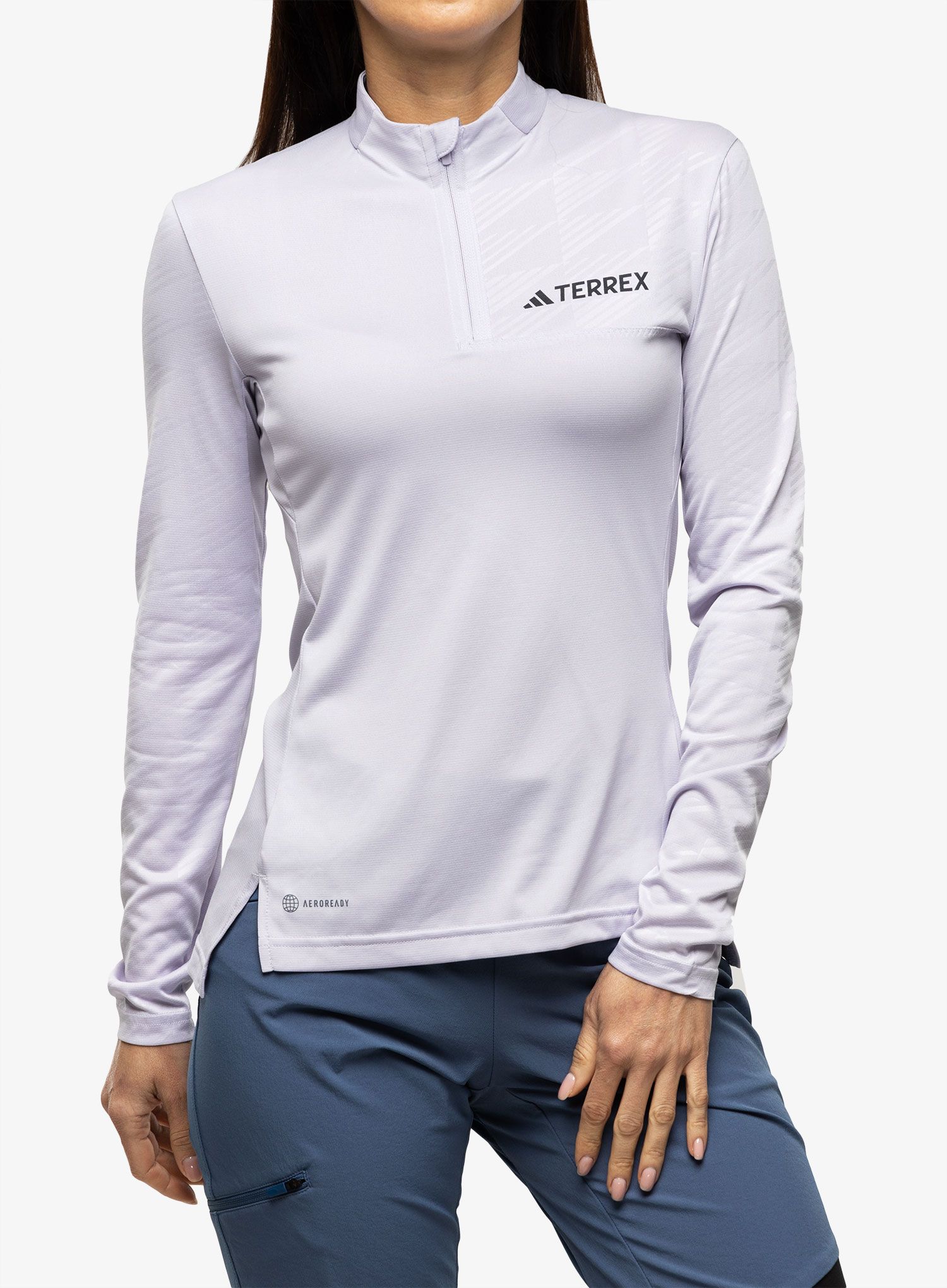 Jopica brez kapuce ženska adidas TERREX Multi Half-Zip LS Tee - silver dawn