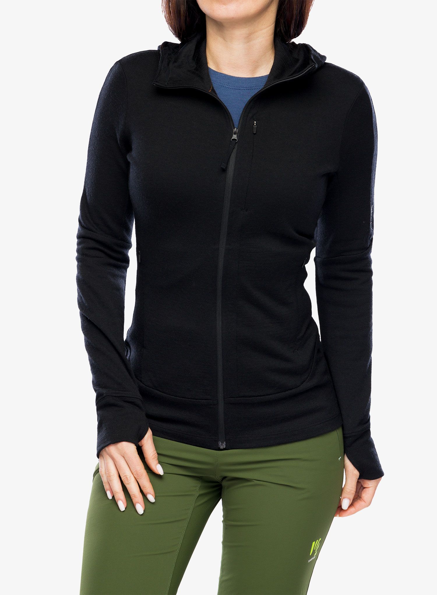 Ženska jopica Icebreaker Merino 260 Quantum IV LS Zip Hoodie - black