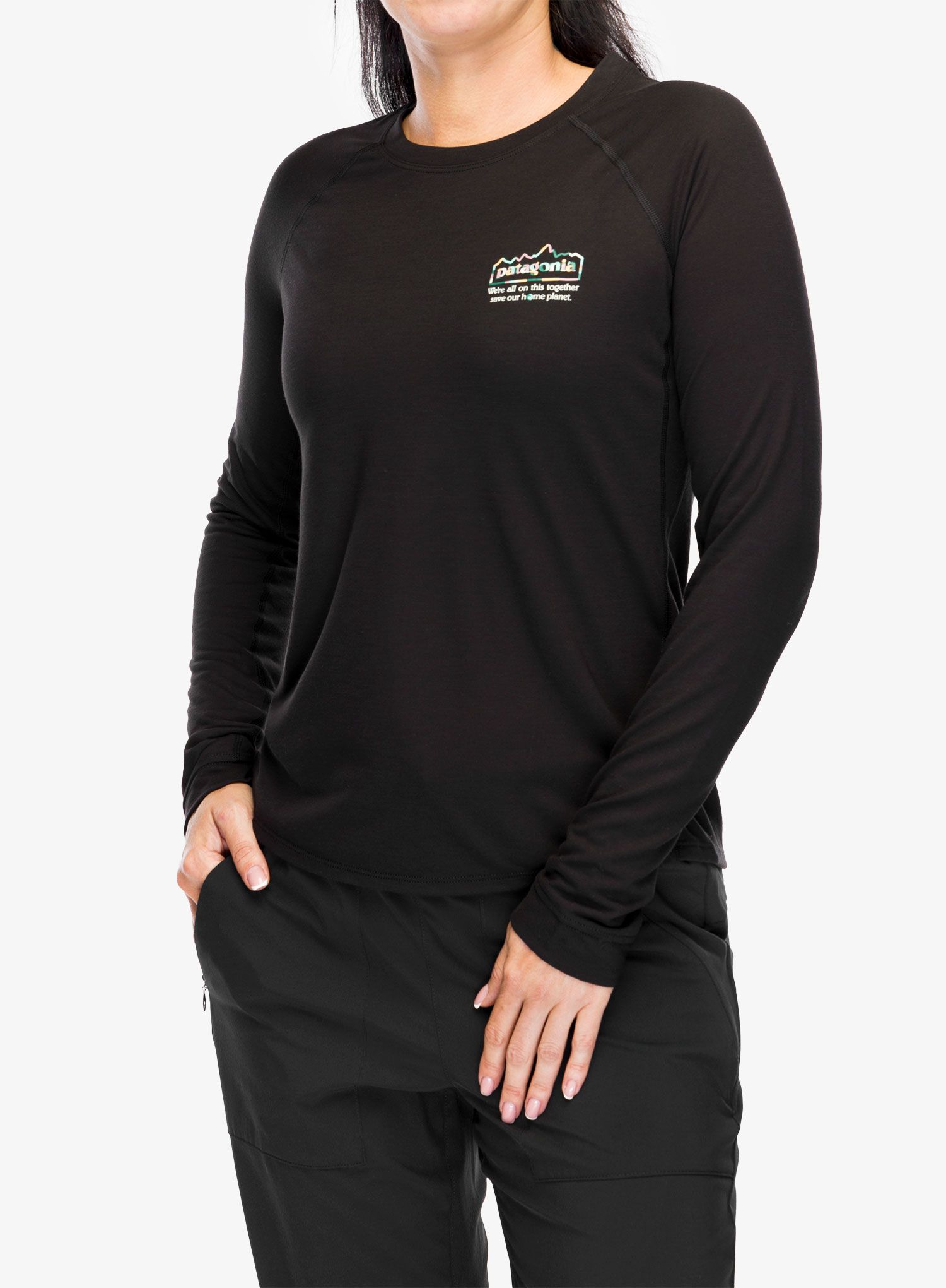 Ženska jopica brez kapuce Patagonia L/S Cap Cool Trail Graphic Shirt - unity fitz black