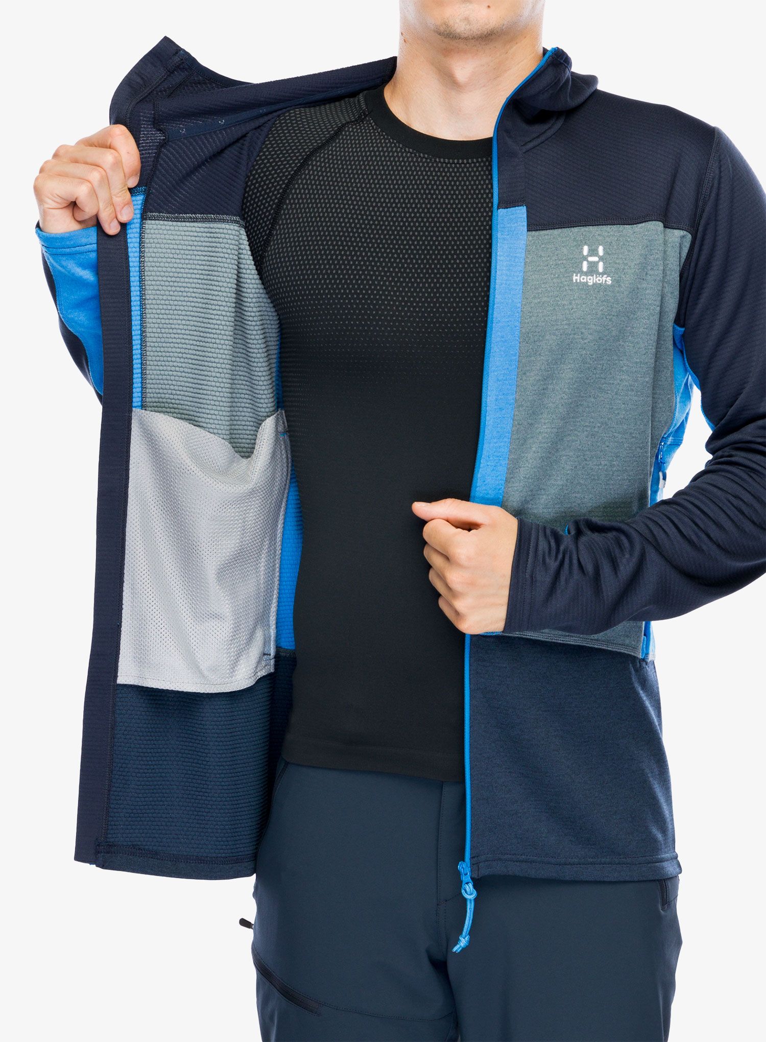 Jopica na zadrgo Haglofs ROC Flash Mid Hood - tarn blue/steel blue