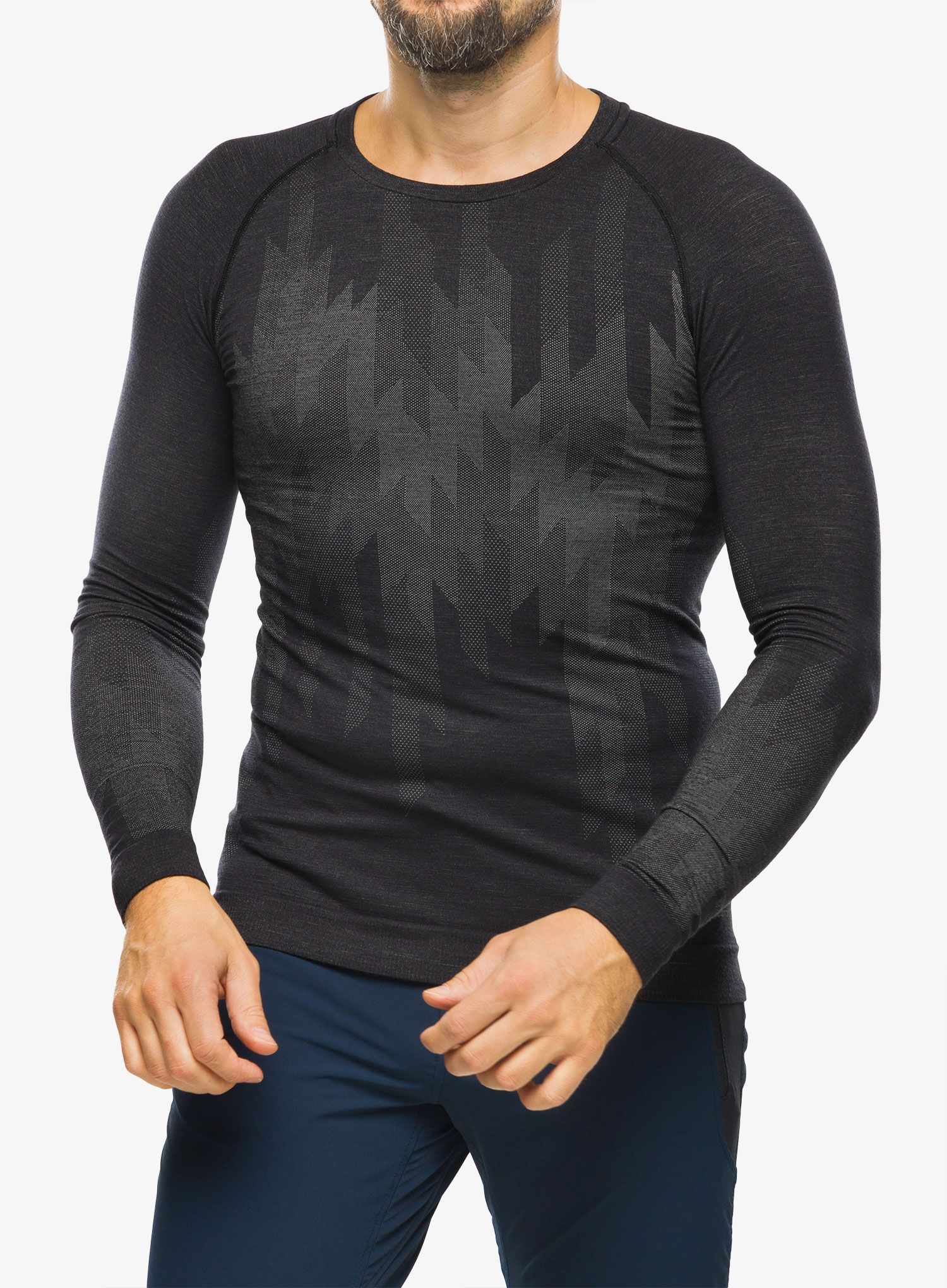 Termo flis jopa Odlo Kinship PW 200 BL Top Crew Neck LS - black melange