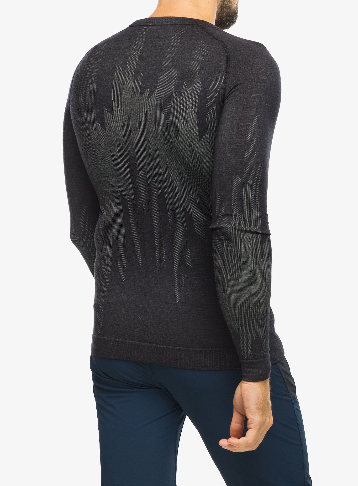 Termo flis jopa Odlo Kinship PW 200 BL Top Crew Neck LS - black melange