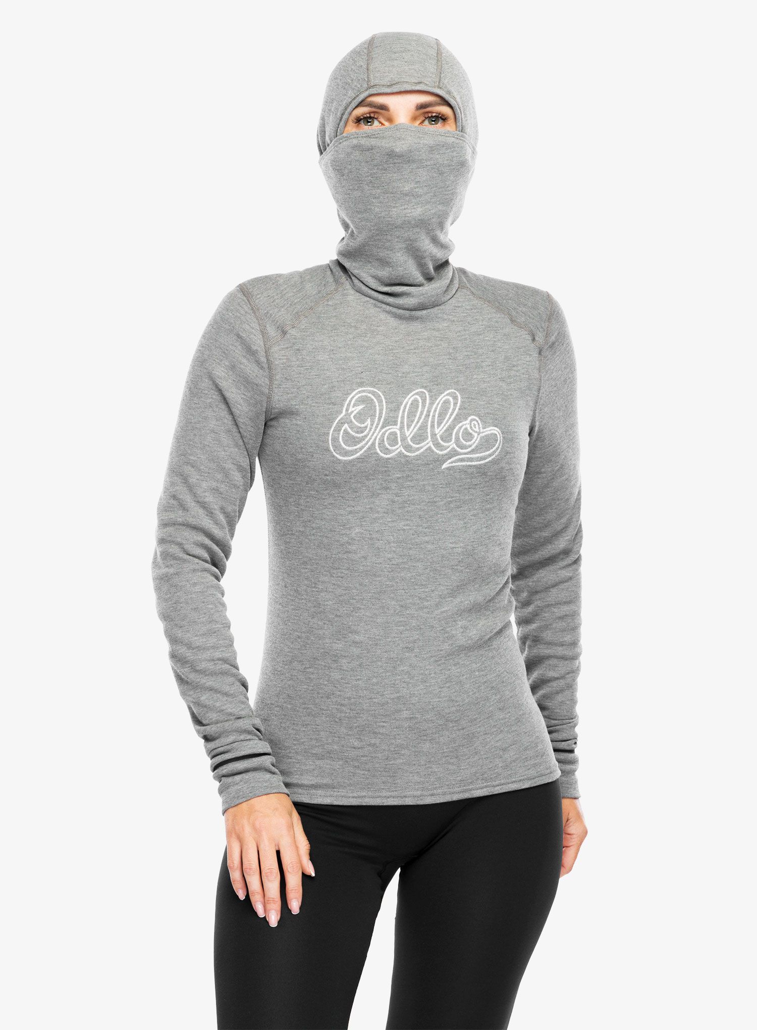 Ženska termo flis jopa Odlo Active Warm Originals BL Top Facemask LS - odlo steel grey melange