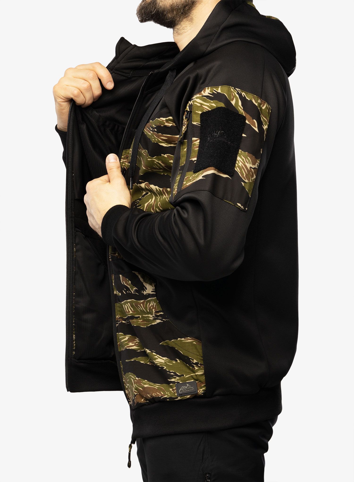 Jopica s kapuco Helikon-Tex Rouge Hoodie Full Zip - black/tiger stripe