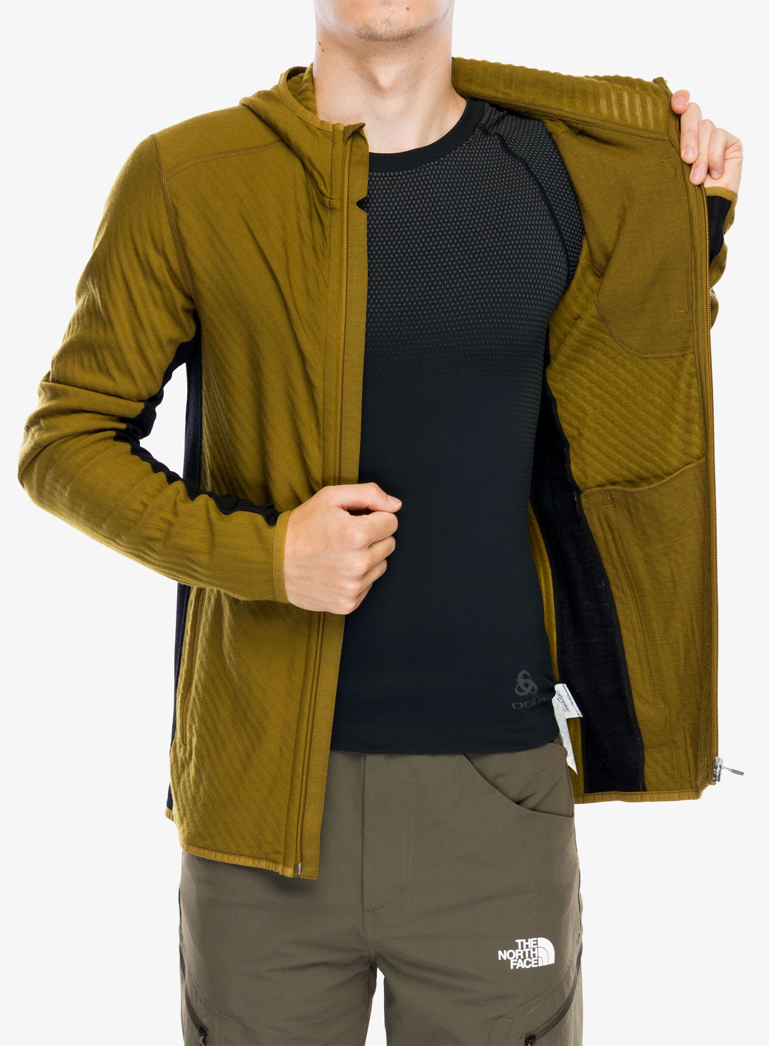 Jopica s kapuco Icebreaker Descender LS Zip Hood - algae/black/cb