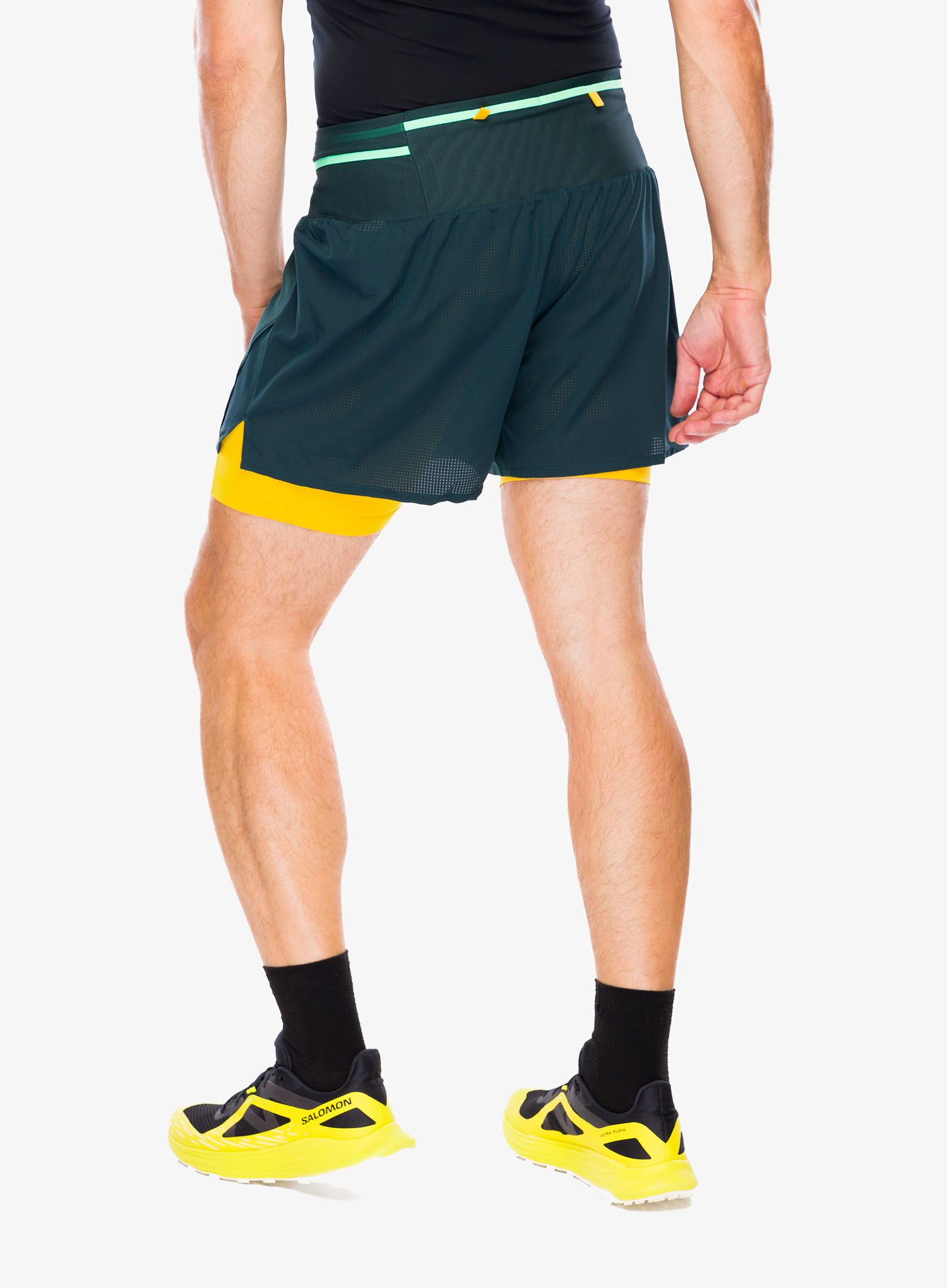 Tekaške kratke hlače Brooks High Point 3in 2-in-1 Short 2.0 - carbon/lemon chrome