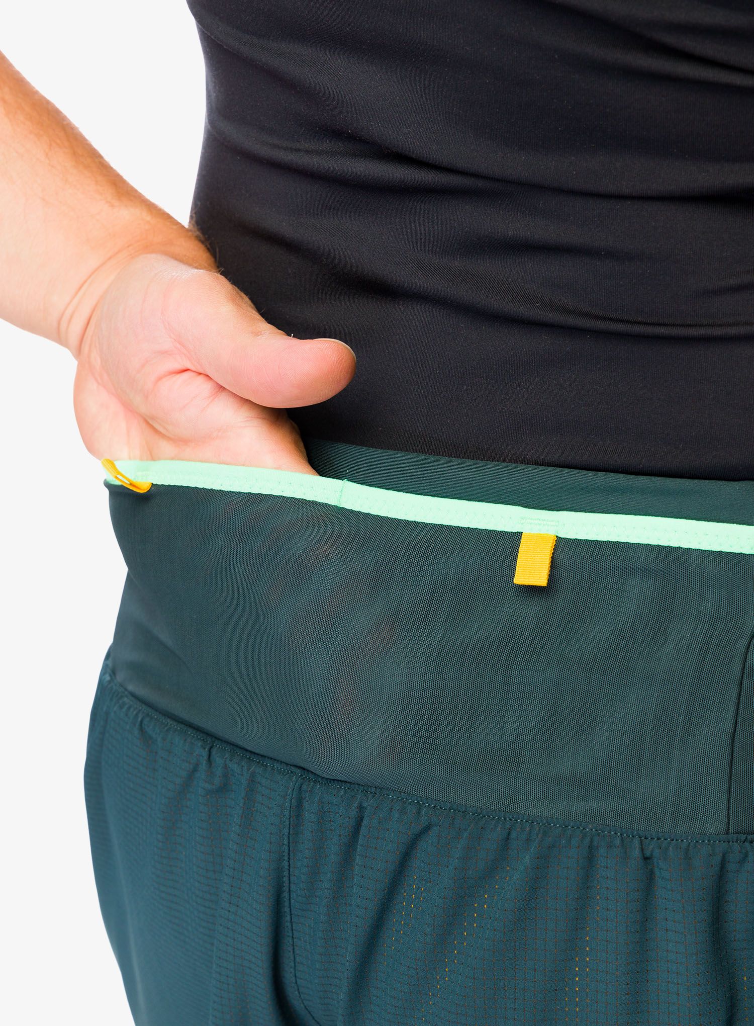 Tekaške kratke hlače Brooks High Point 3in 2-in-1 Short 2.0 - carbon/lemon chrome