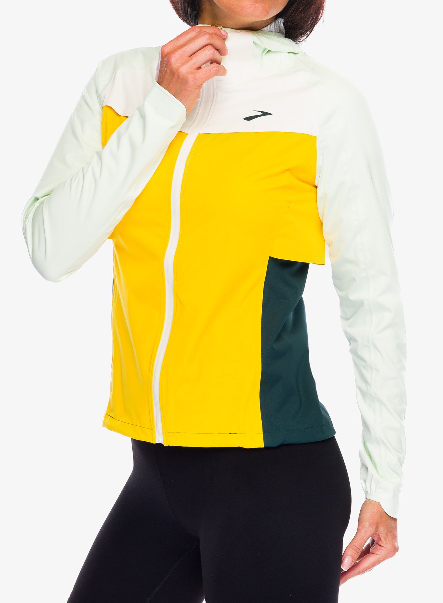 Ženska nepremočljiva jakna Brooks High Point Waterproof Jacket - lemon/ecru/green