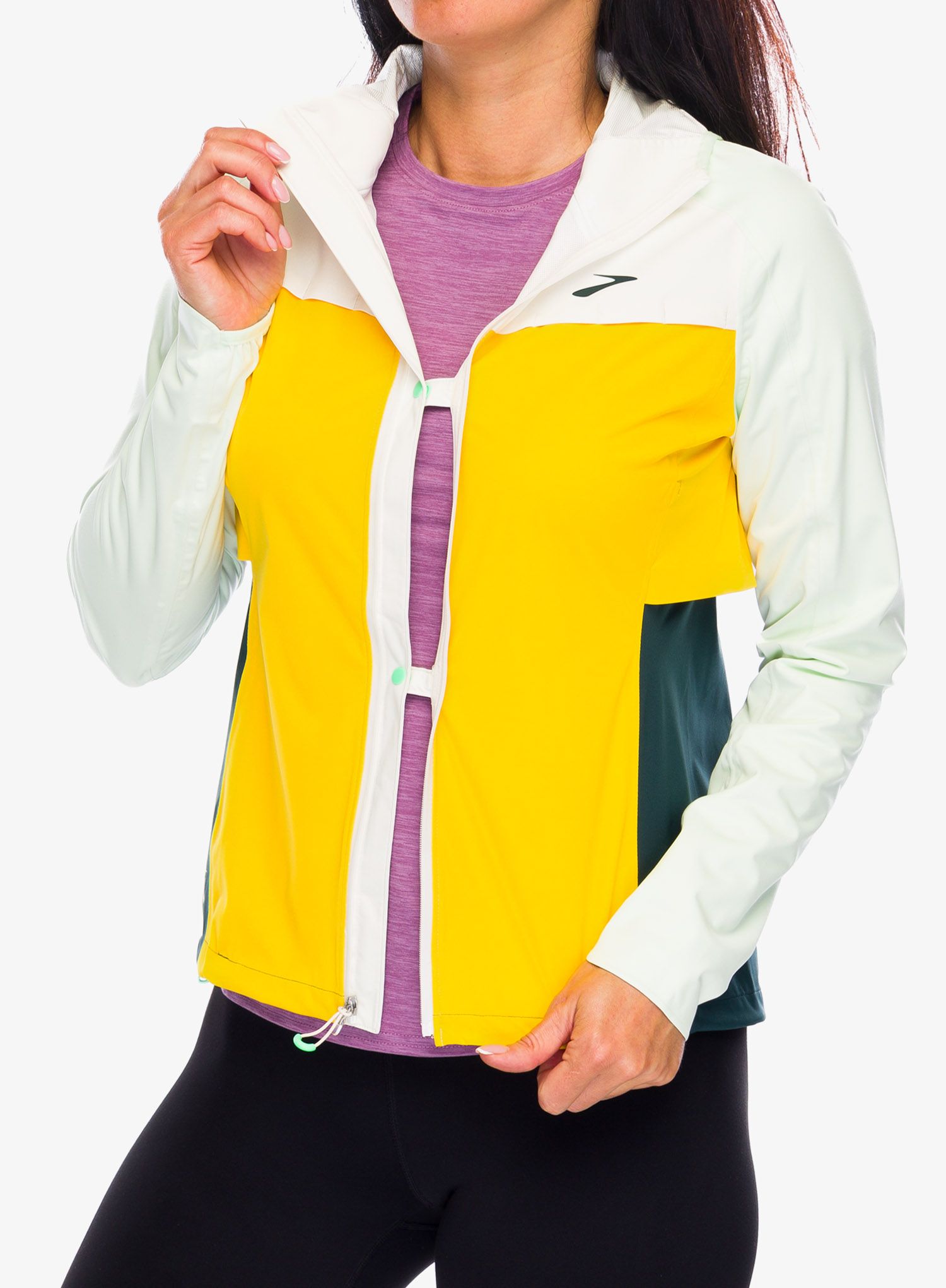 Ženska nepremočljiva jakna Brooks High Point Waterproof Jacket - lemon/ecru/green