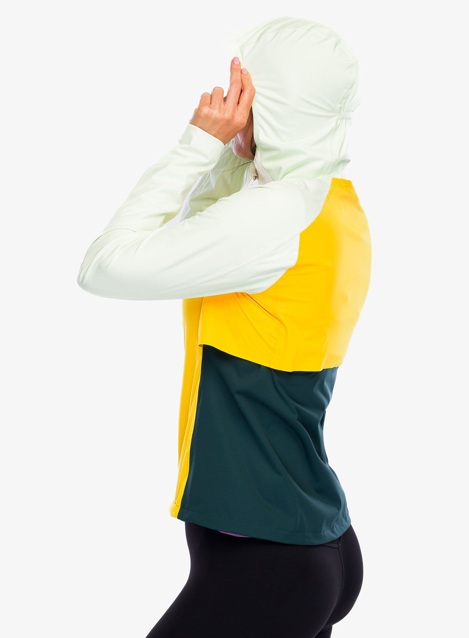 Ženska nepremočljiva jakna Brooks High Point Waterproof Jacket - lemon/ecru/green