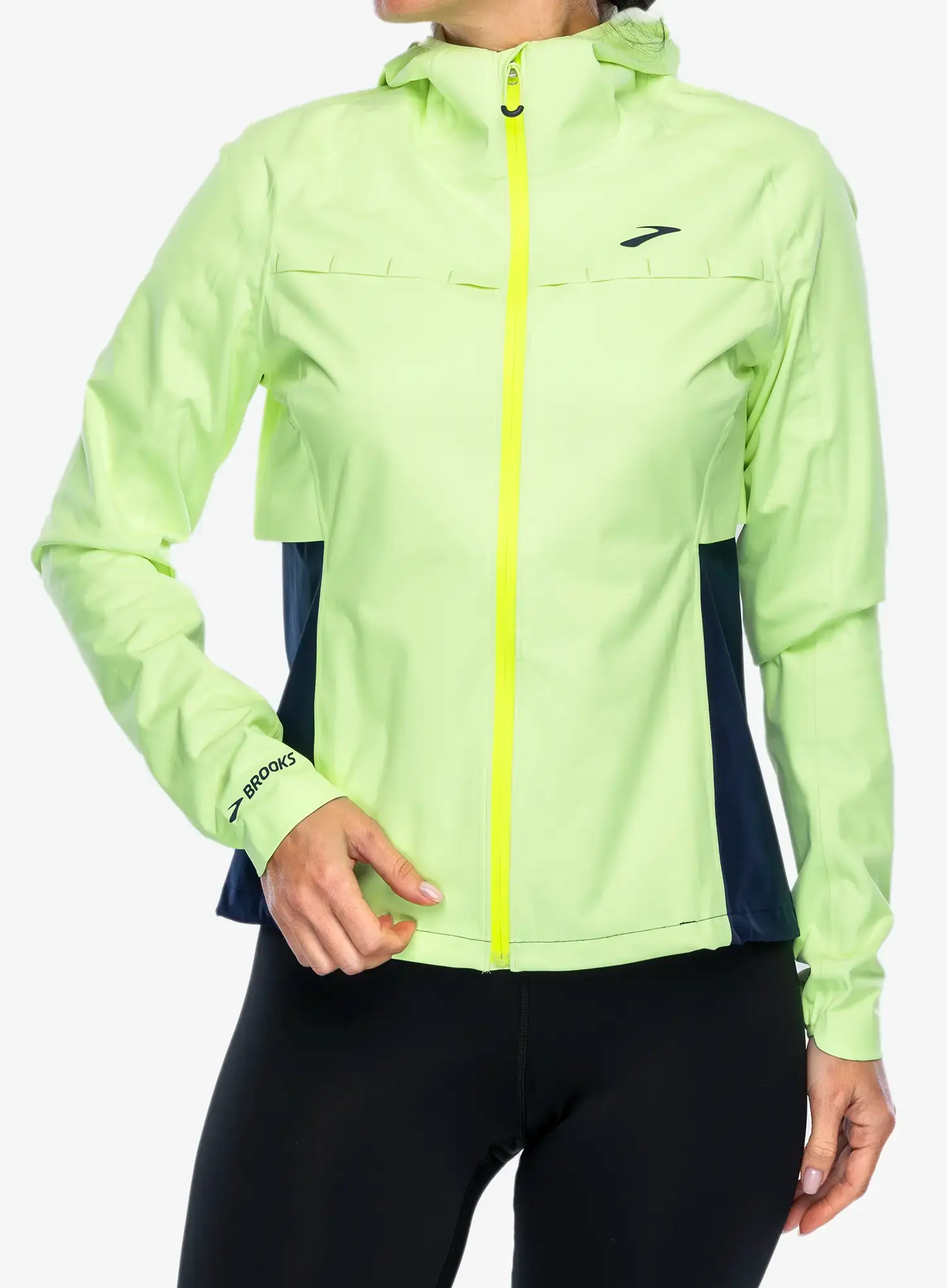 Ženska jakna za tek Brooks High Point Waterproof Jacket - lime/navy