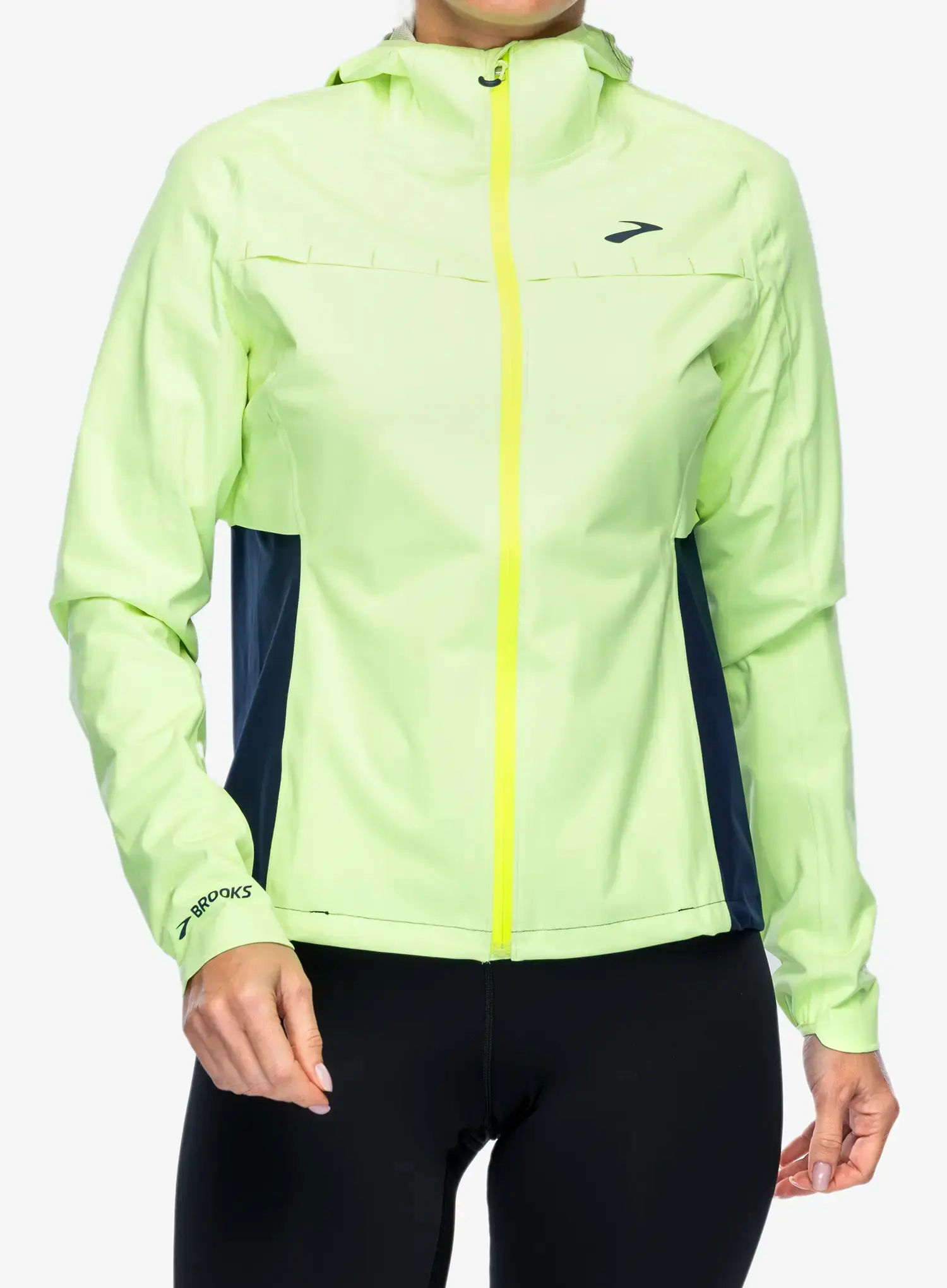 Ženska jakna za tek Brooks High Point Waterproof Jacket - lime/navy