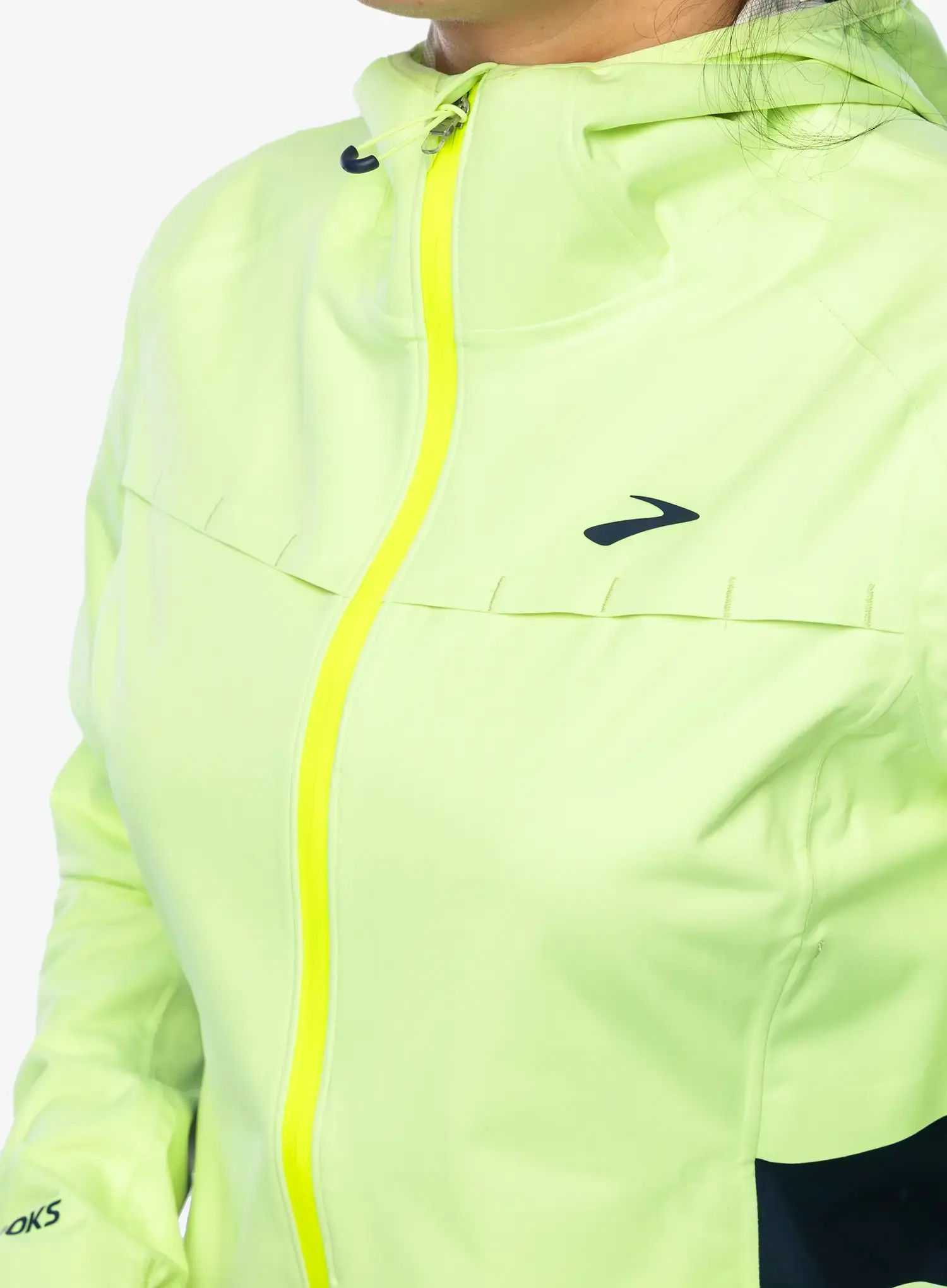 Ženska jakna za tek Brooks High Point Waterproof Jacket - lime/navy