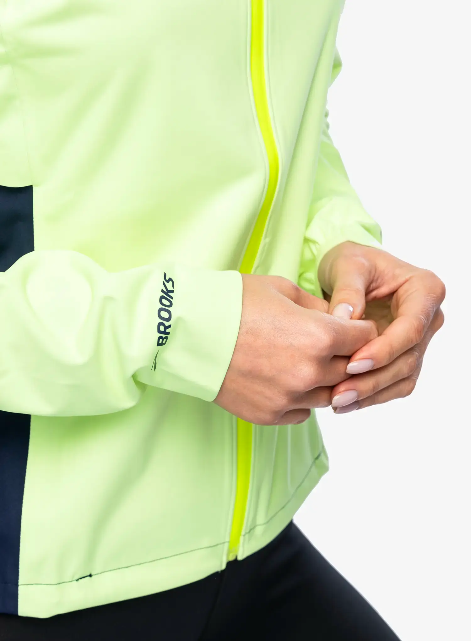 Ženska jakna za tek Brooks High Point Waterproof Jacket - lime/navy