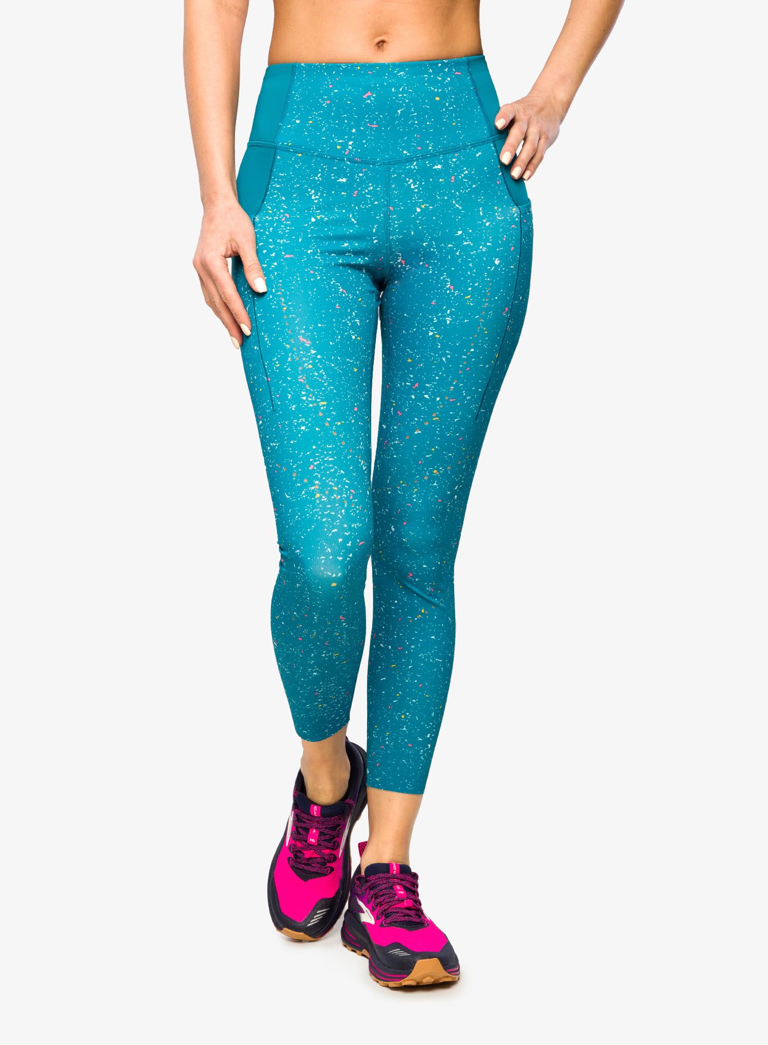 Ženske tekaške pajkice Brooks Method 7/8 Tight - lagoon speckle print/lagoon