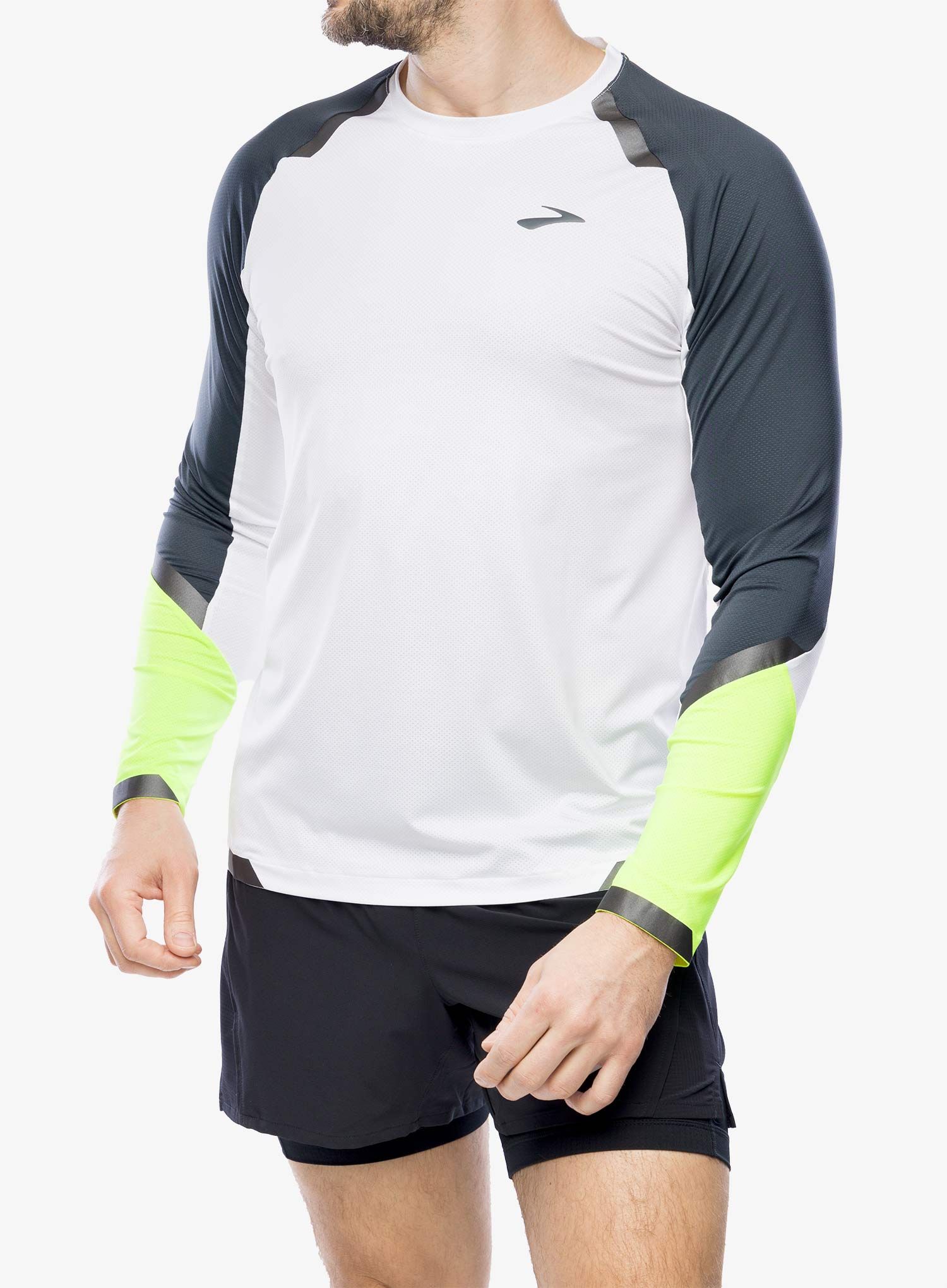 Tekaška jopica Brooks Run Visible Long Sleeve - white/asphalt/nightlife