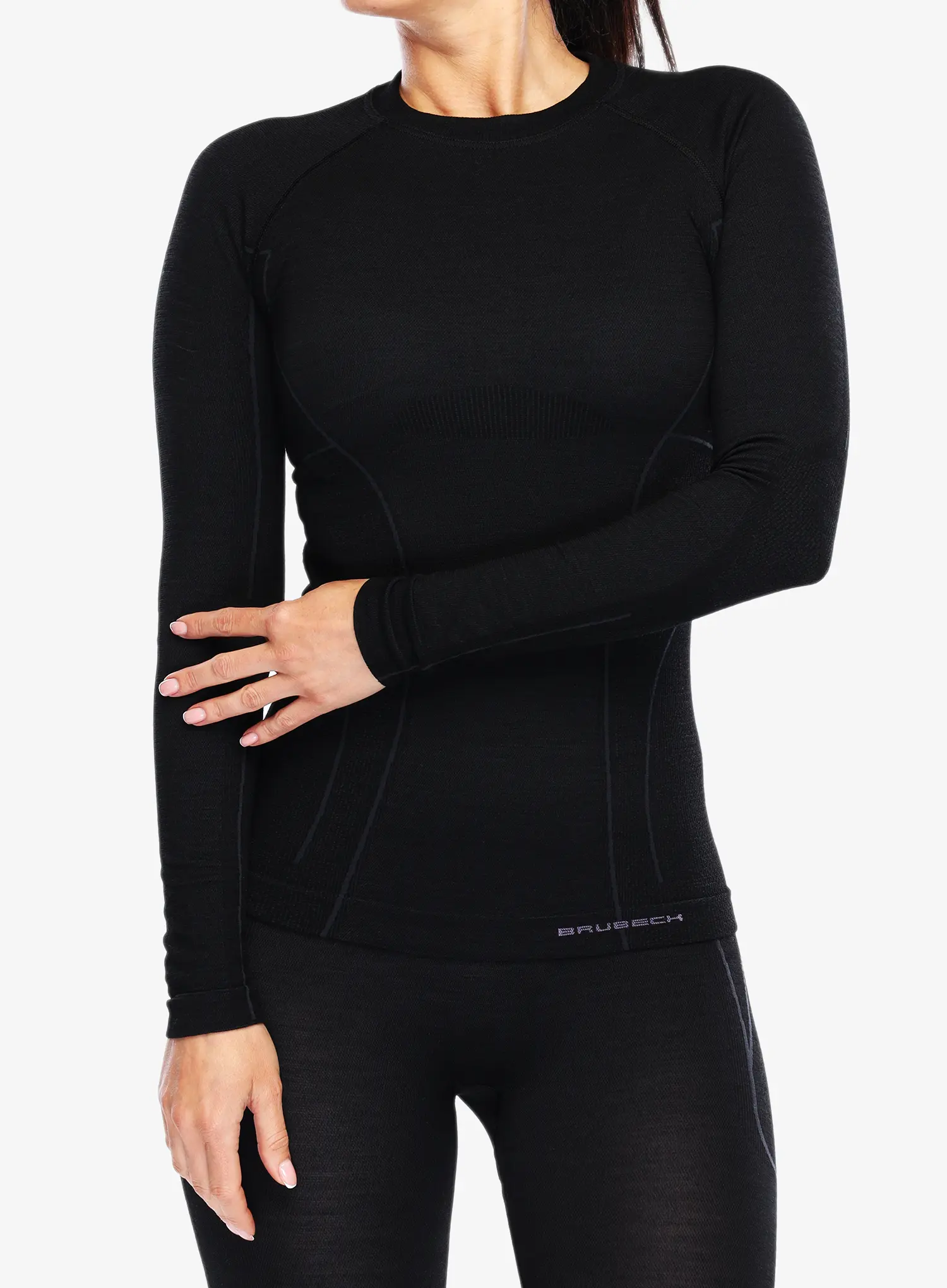 Ženska termo flis jopa Brubeck Active Wool L/S Shirt - black