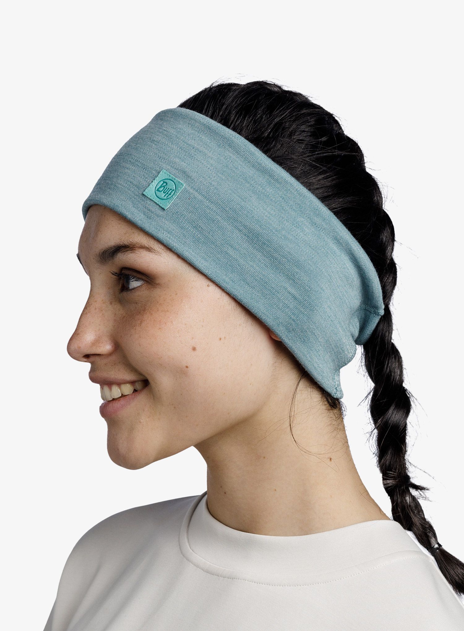 Športni naglavni trak Buff Merino Wide Headband - solid pool