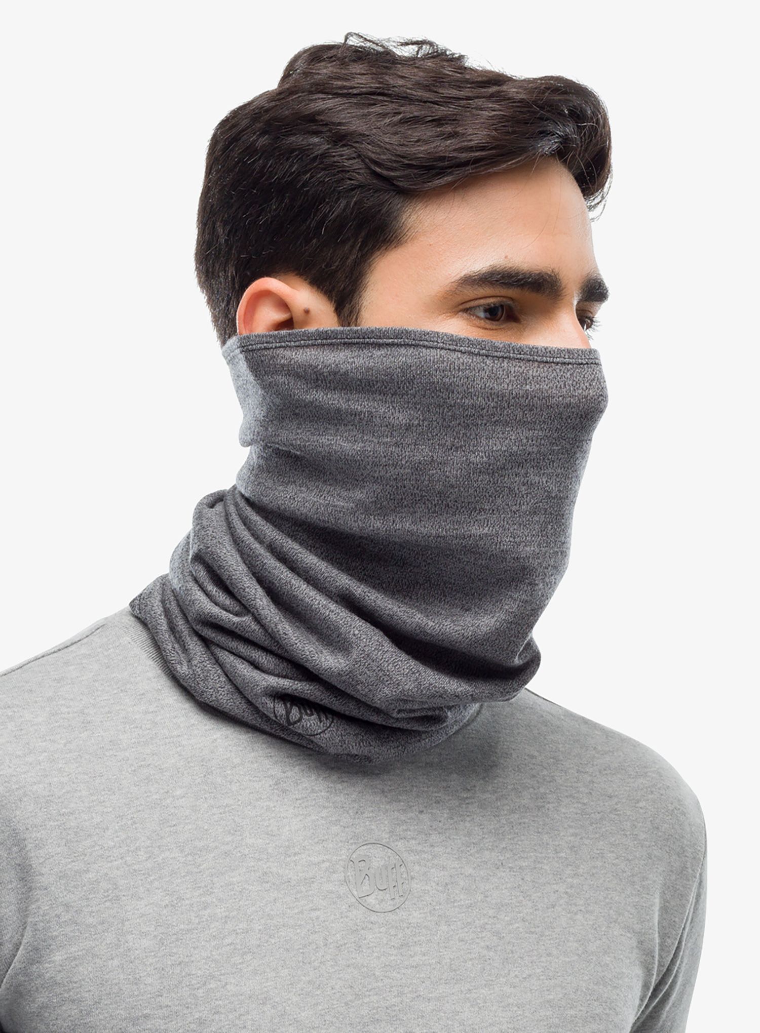Večnamenska ruta Buff Midweight Merino Wool - light grey melange