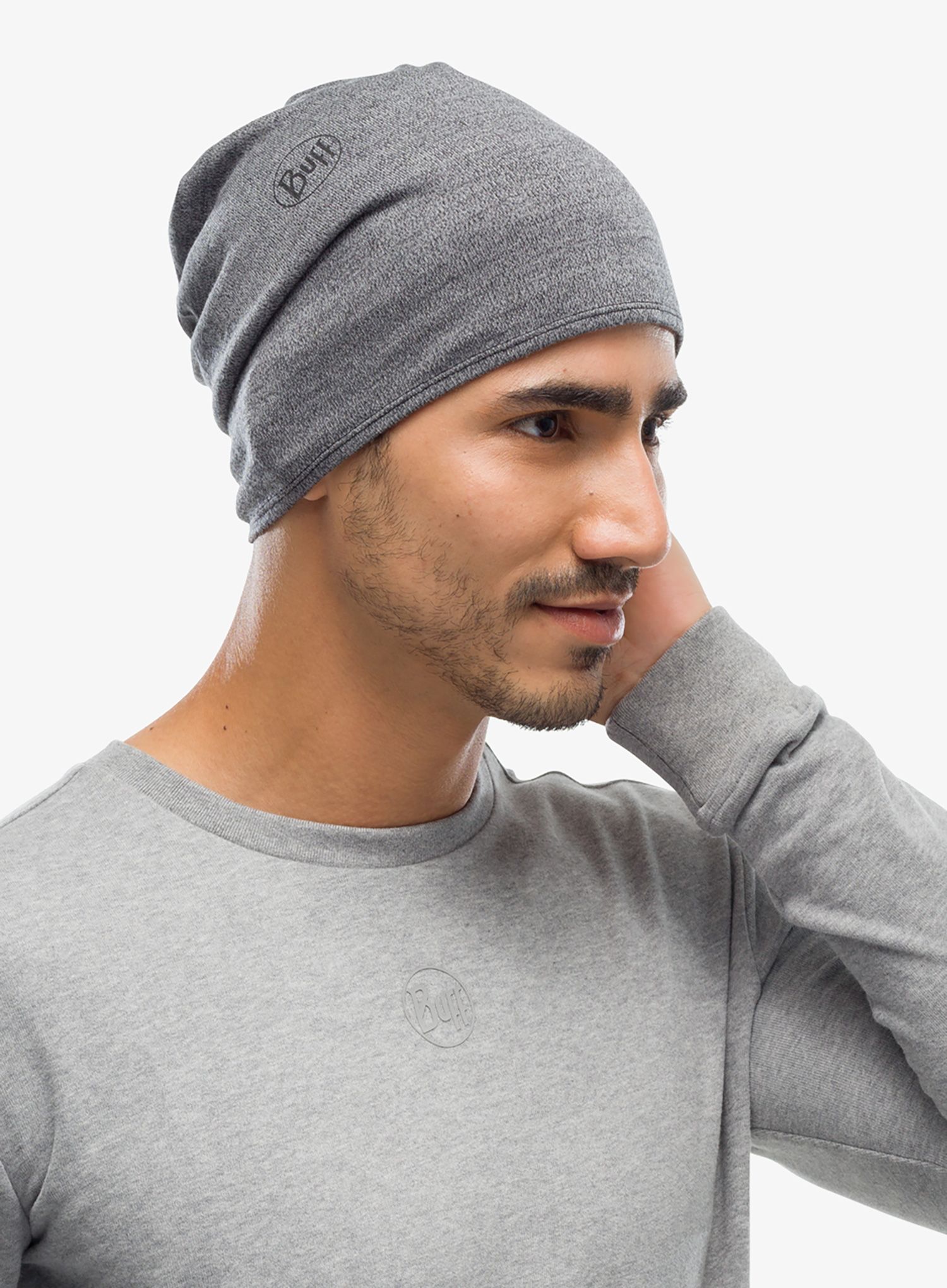 Večnamenska ruta Buff Midweight Merino Wool - light grey melange