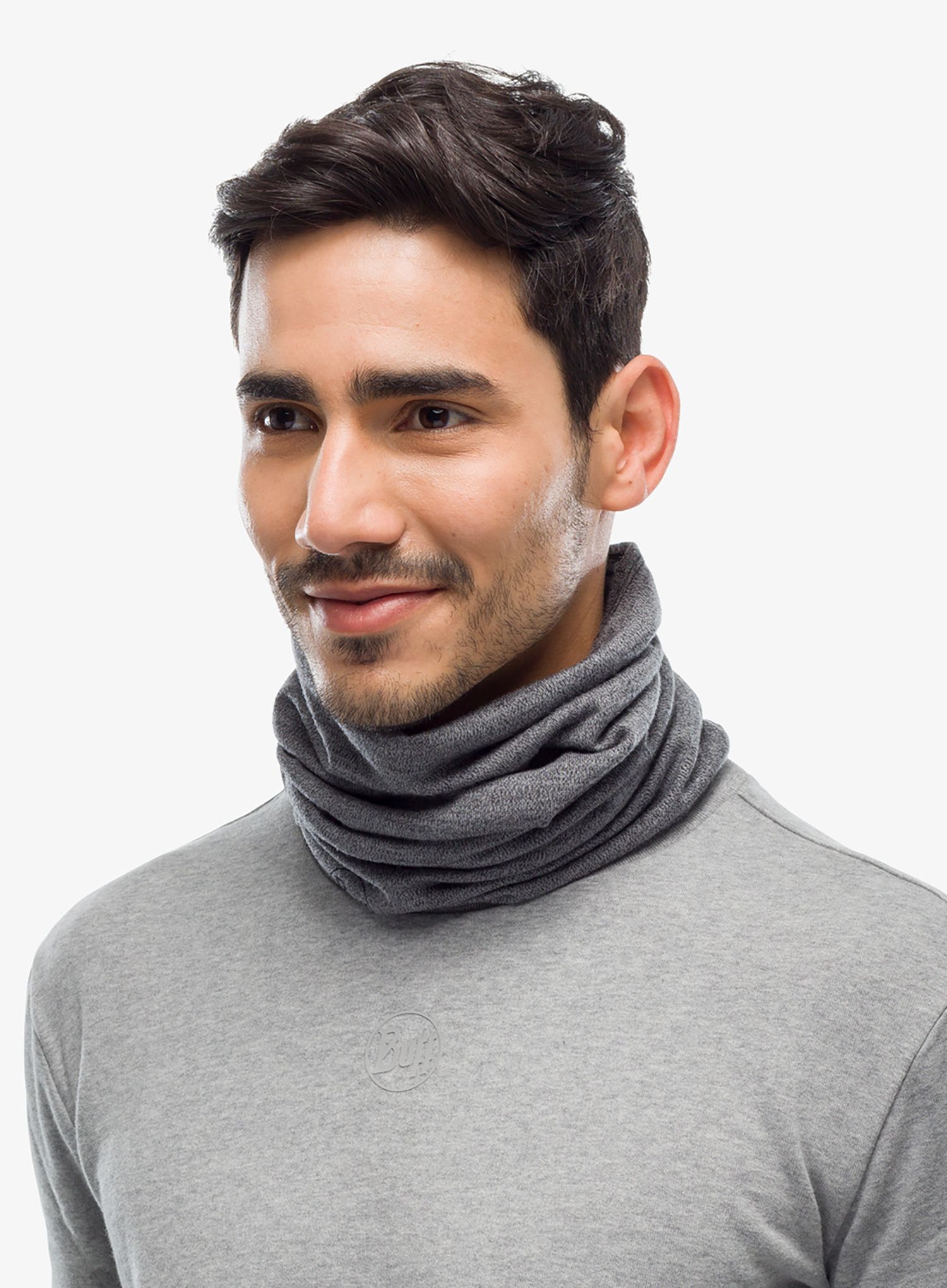 Večnamenska ruta Buff Midweight Merino Wool - light grey melange