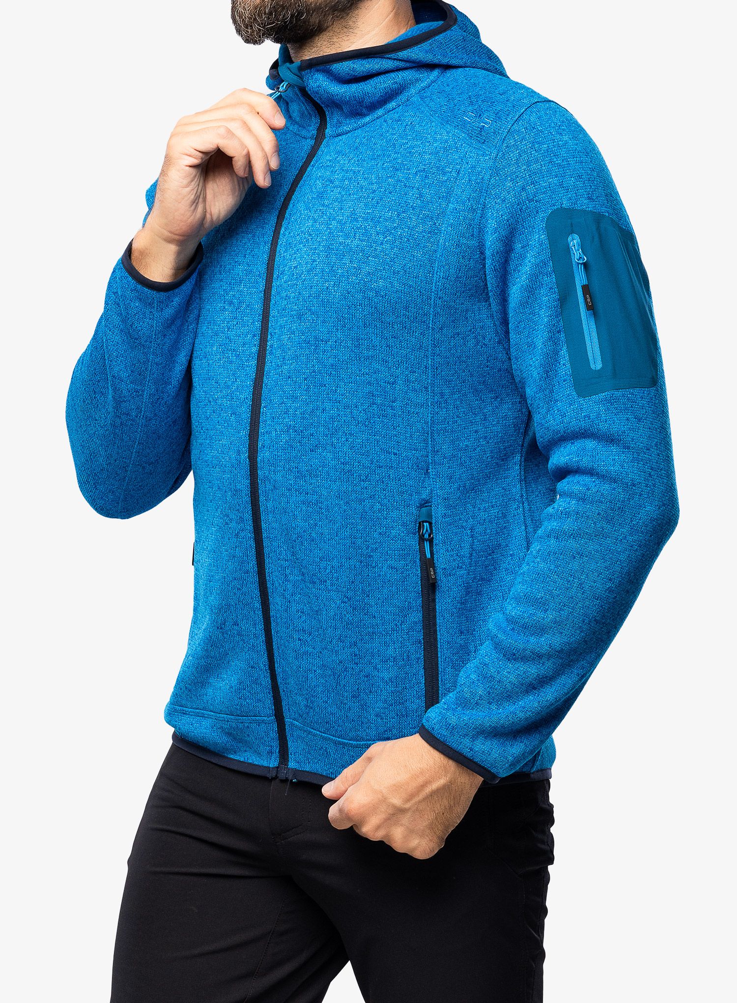 Flis CMP Borgis Fix Hood Jacket Knitted - river/petrol
