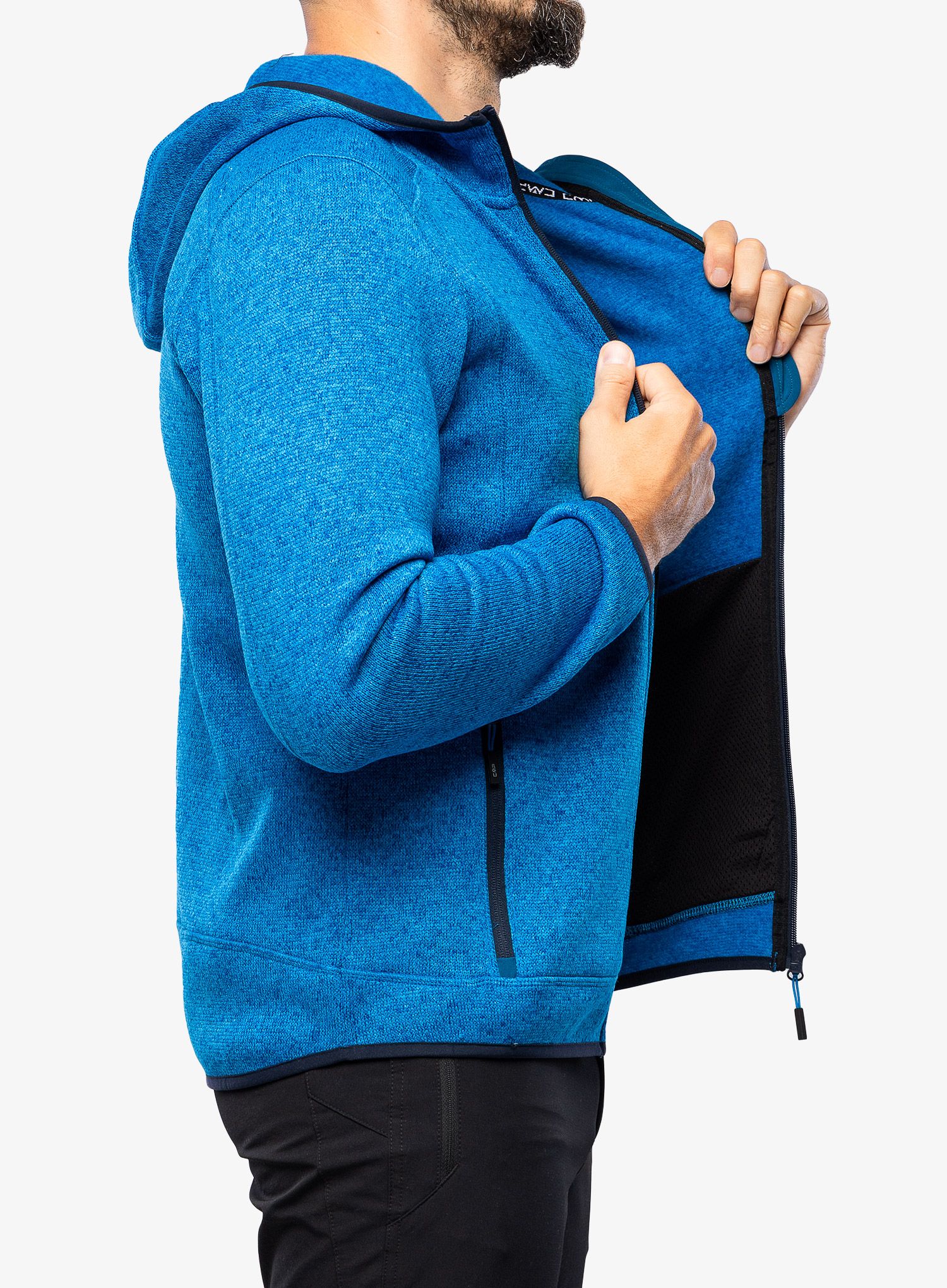 Flis CMP Borgis Fix Hood Jacket Knitted - river/petrol