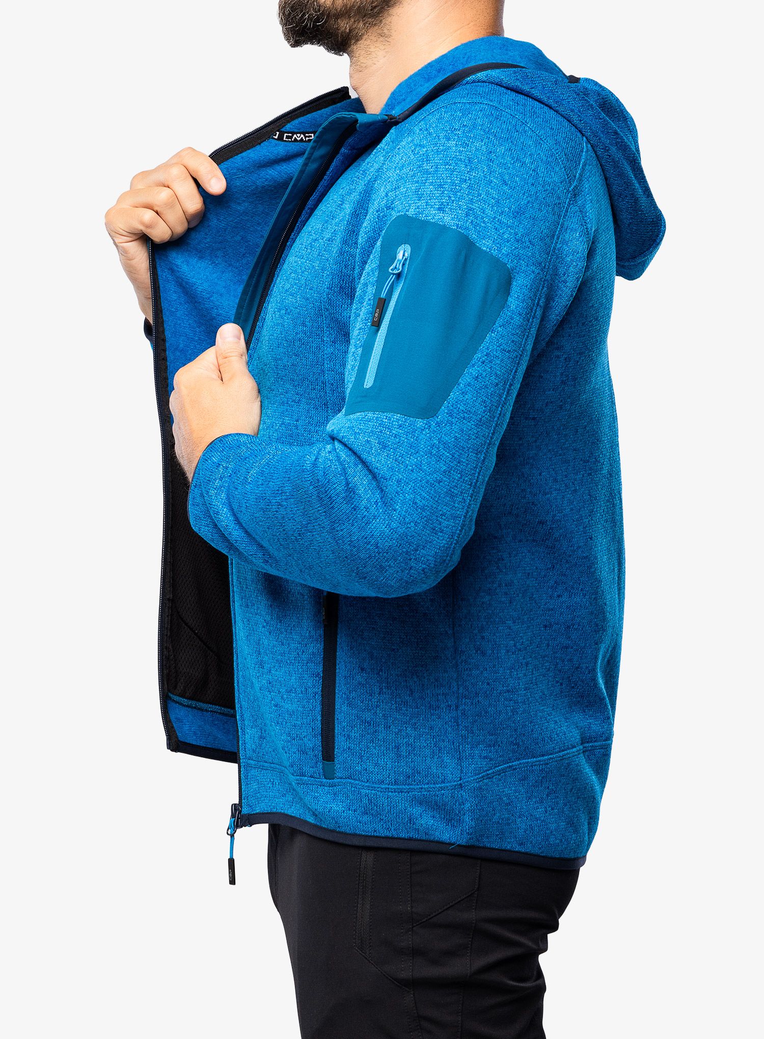Flis CMP Borgis Fix Hood Jacket Knitted - river/petrol