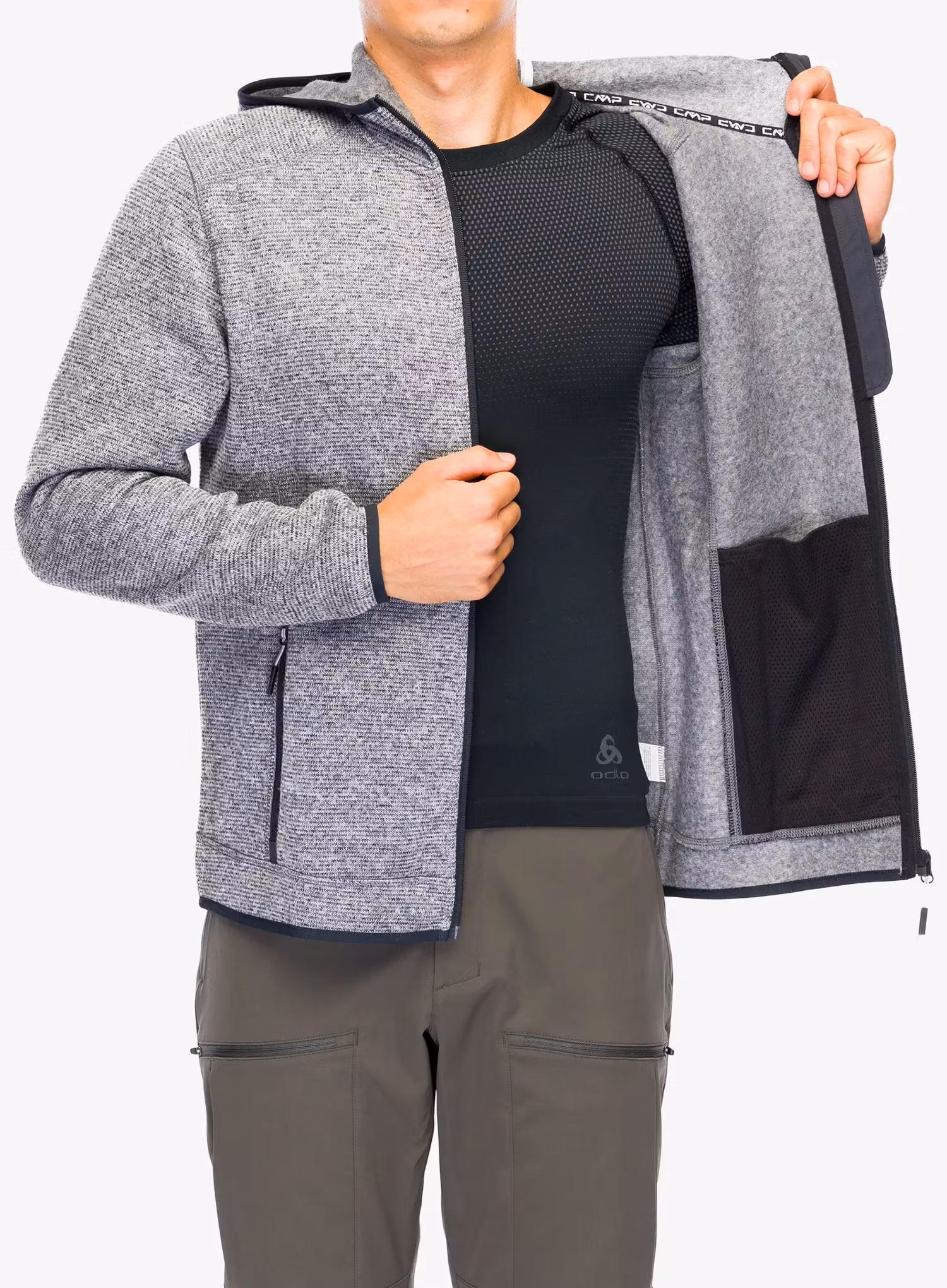 Flis CMP Borgis Fix Hood Jacket - ice/titanio/nero