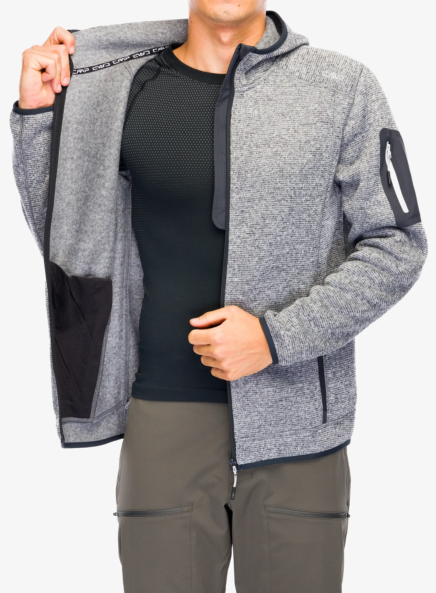 Flis CMP Borgis Fix Hood Jacket - ice/titanio/nero