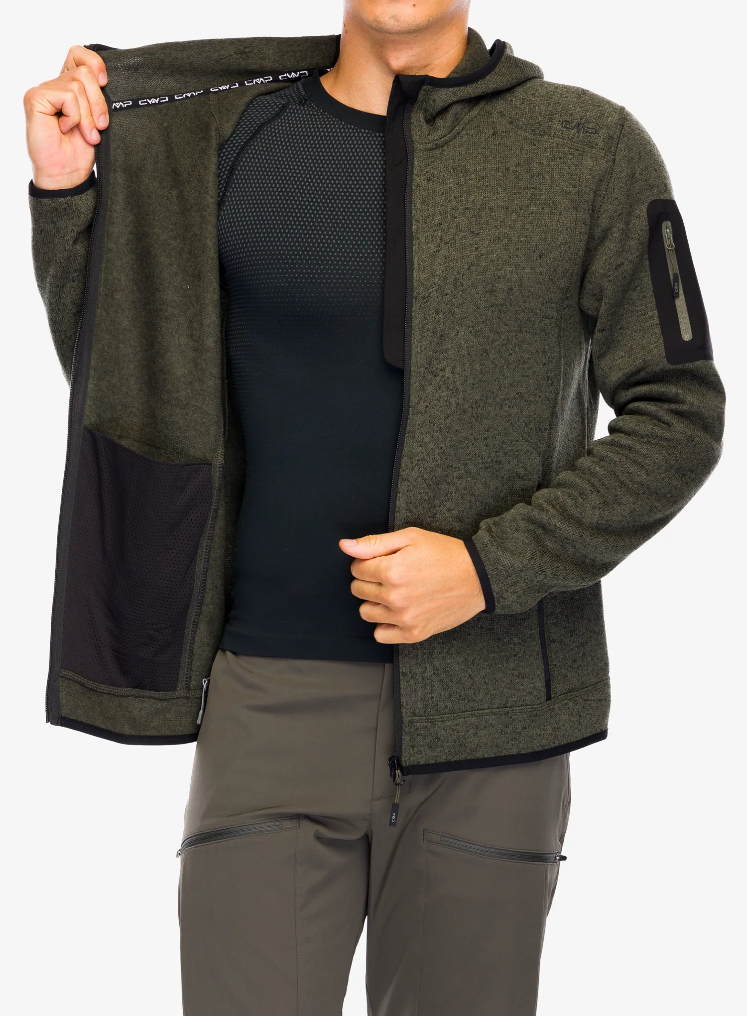 Flis CMP Borgis Fix Hood Jacket - olive/nero
