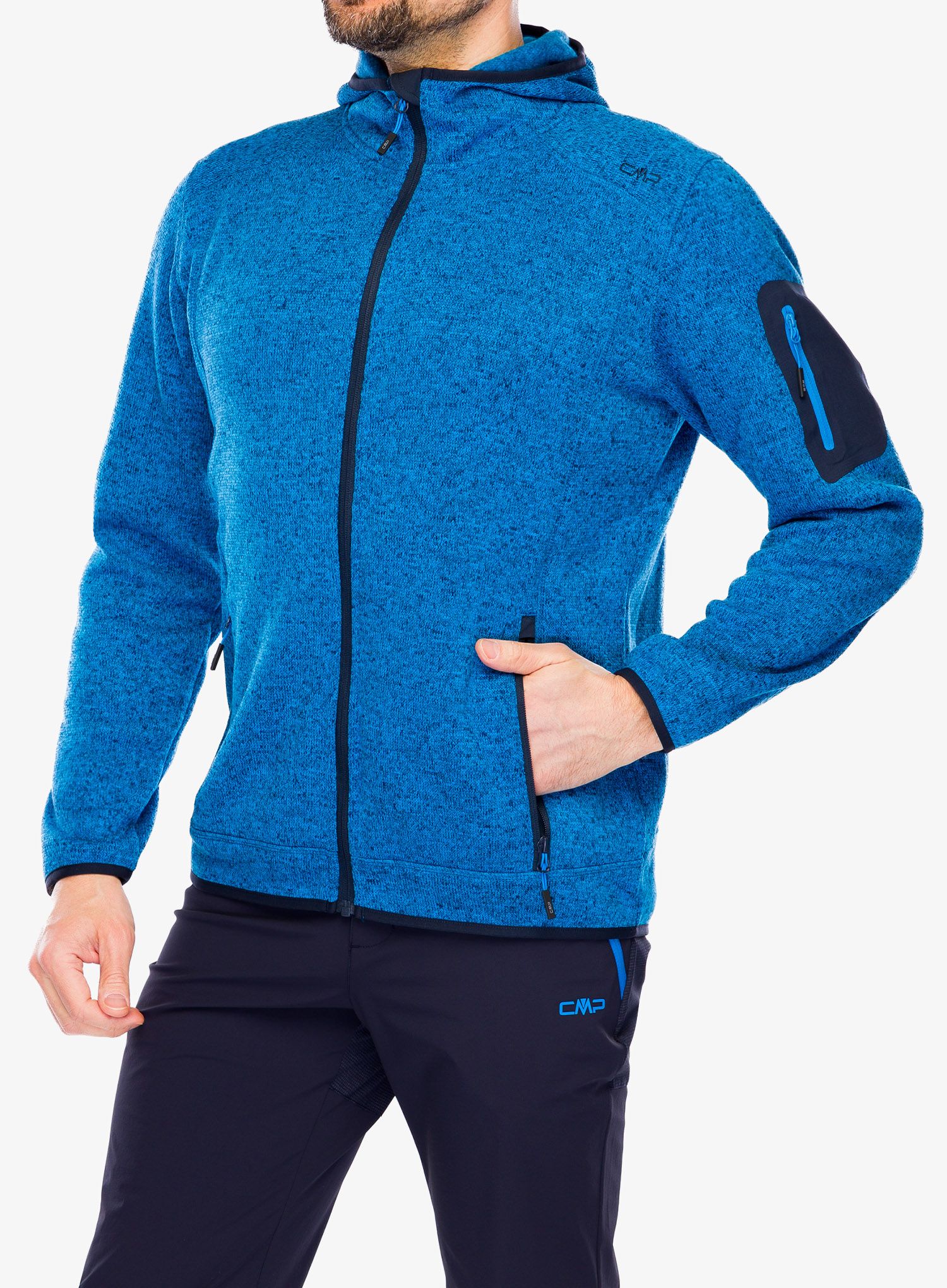 Flis CMP Borgis Fix Hood Jacket - river/black blue