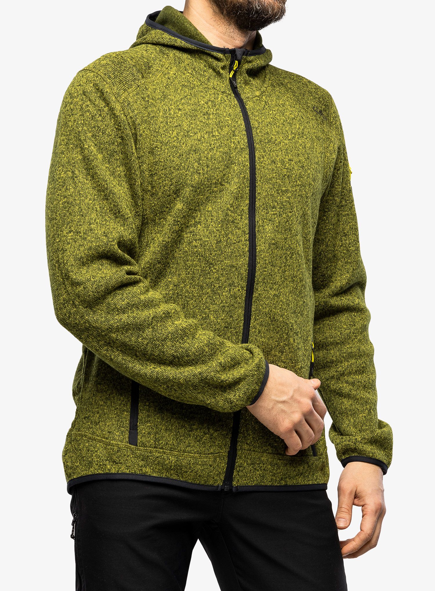 Flis CMP Borgis Jacket Fix Hood Knitted - oil green/moss