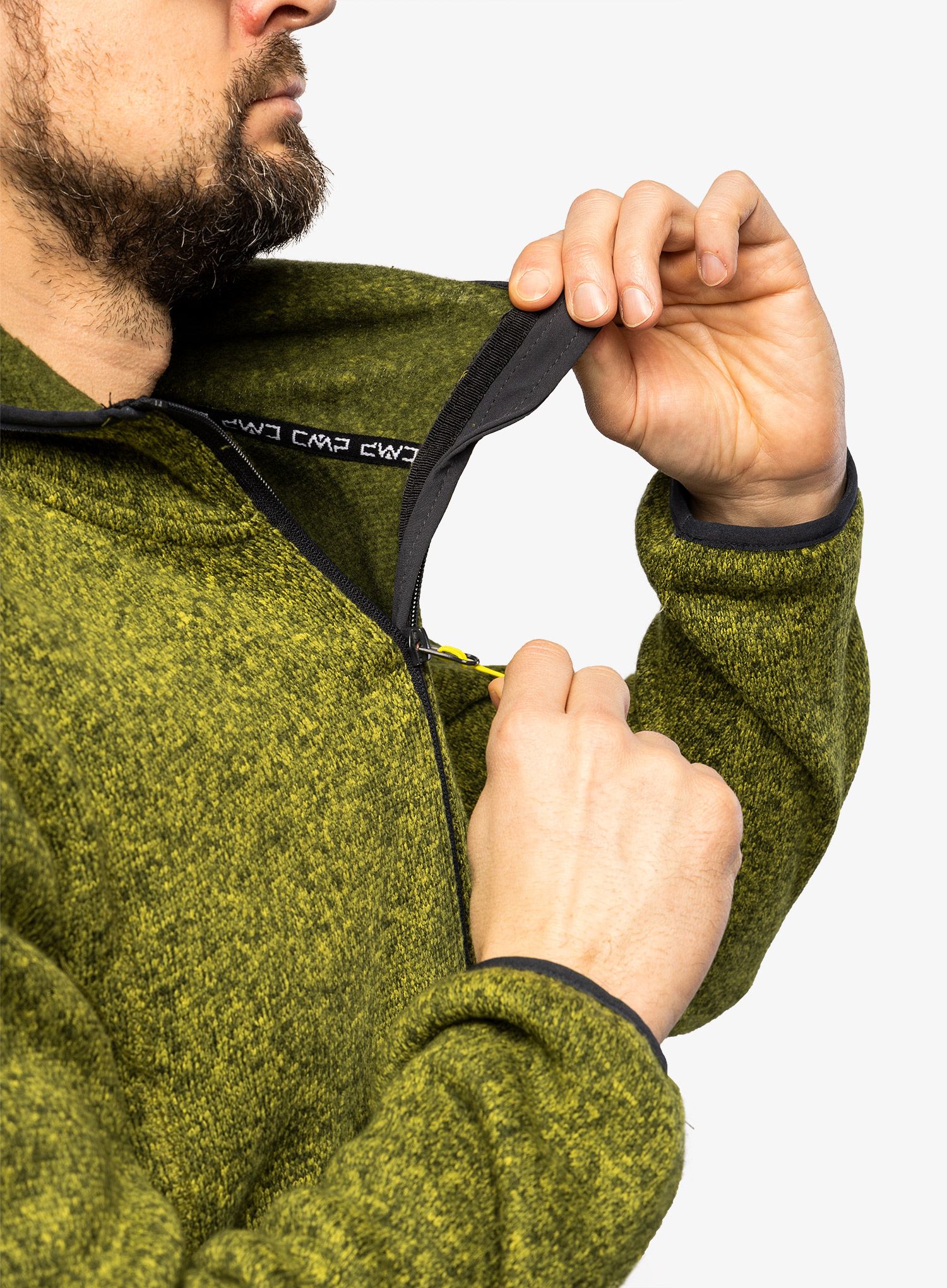 Flis CMP Borgis Jacket Fix Hood Knitted - oil green/moss