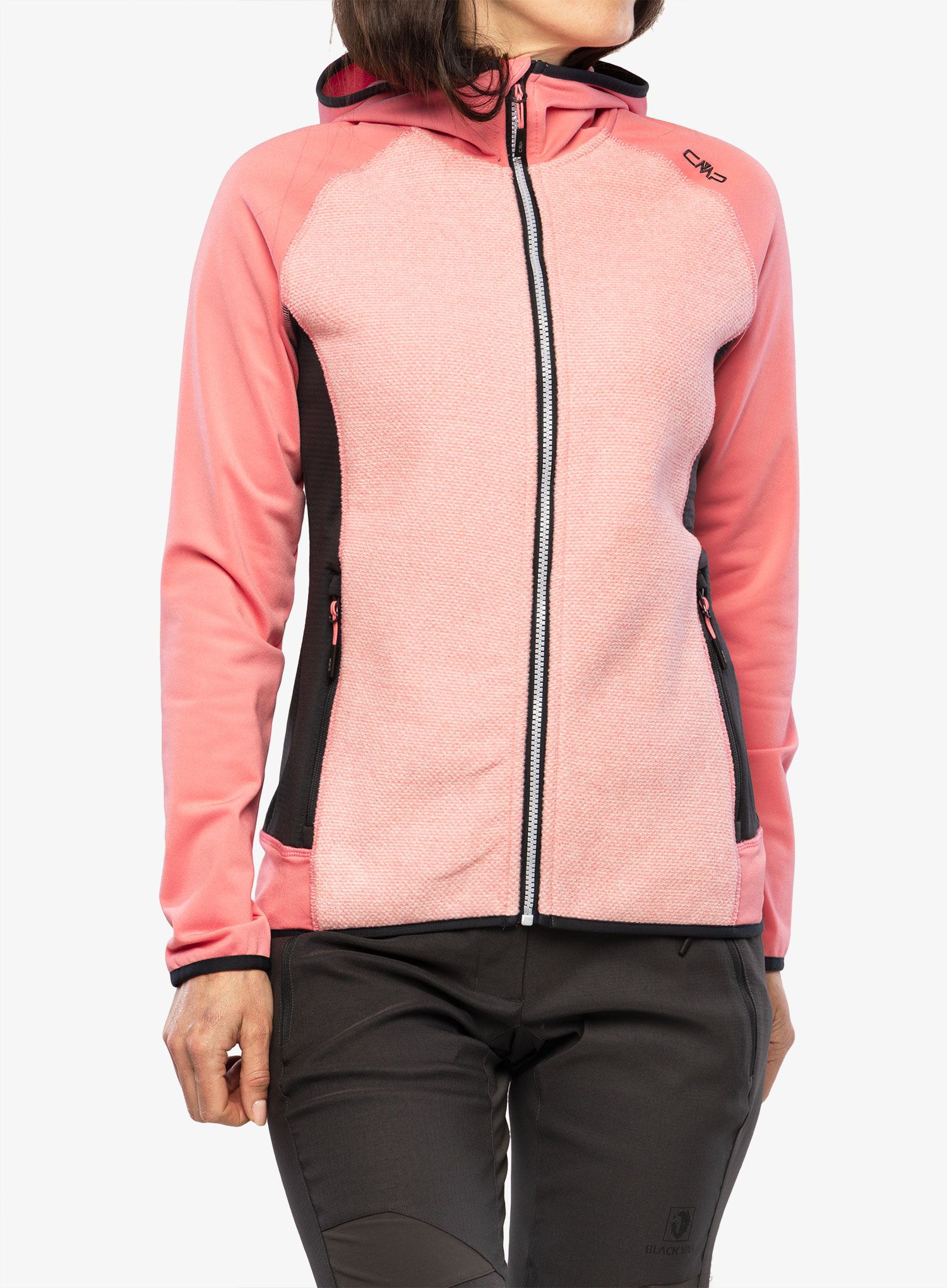 Ženski flis CMP Jacket Fix Hood Ahri - pesca/antracite
