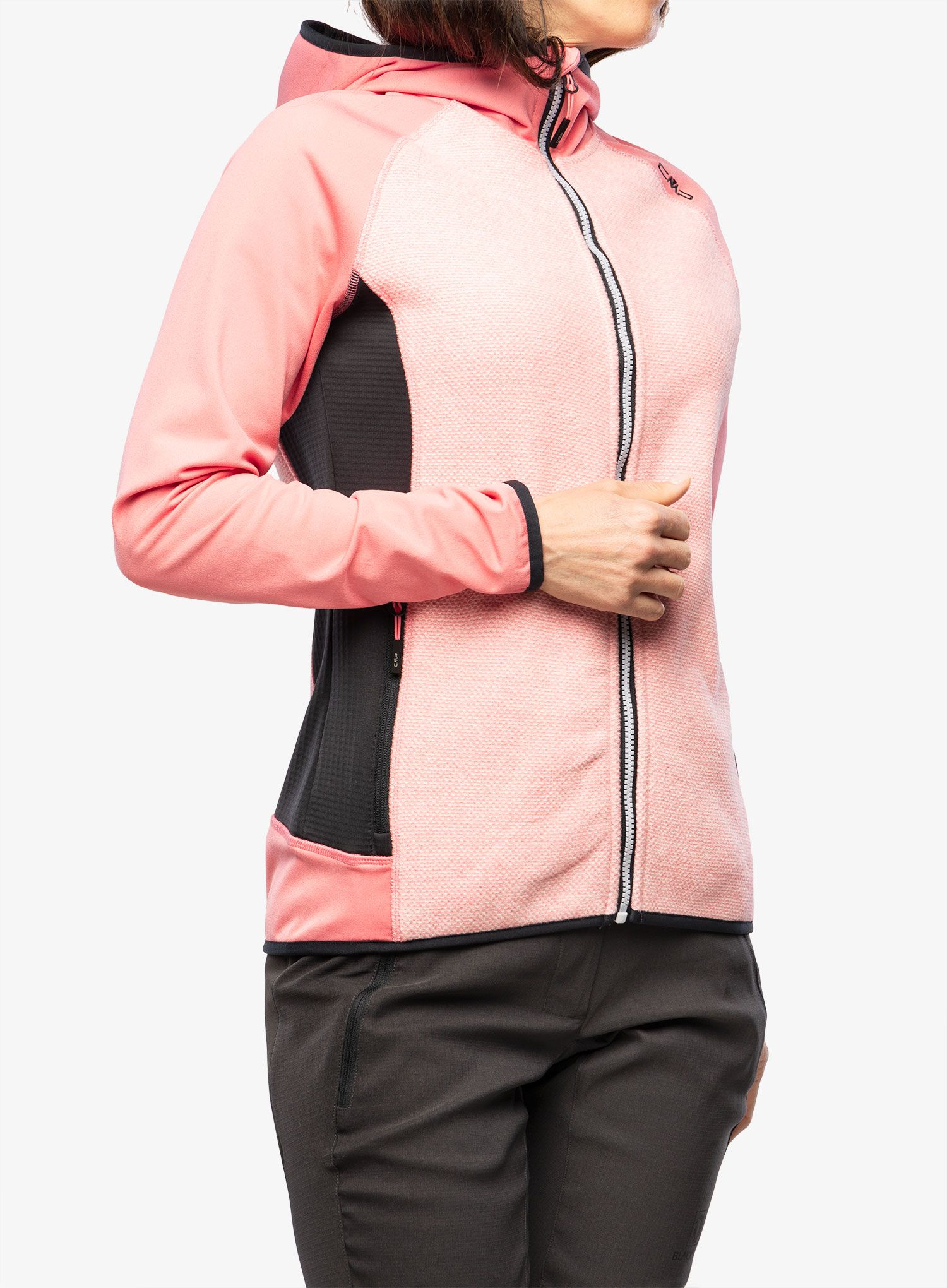 Ženski flis CMP Jacket Fix Hood Ahri - pesca/antracite