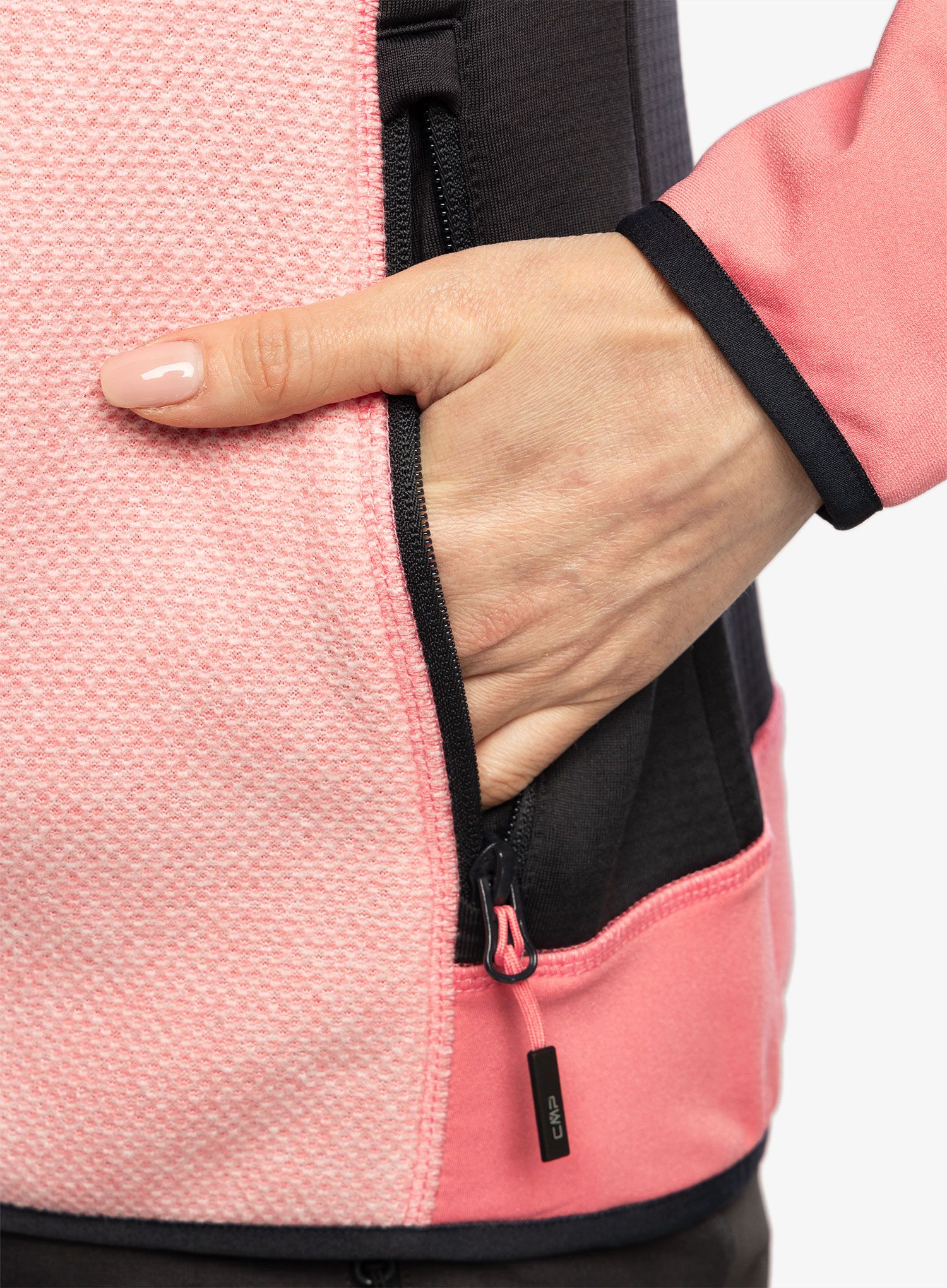 Ženski flis CMP Jacket Fix Hood Ahri - pesca/antracite