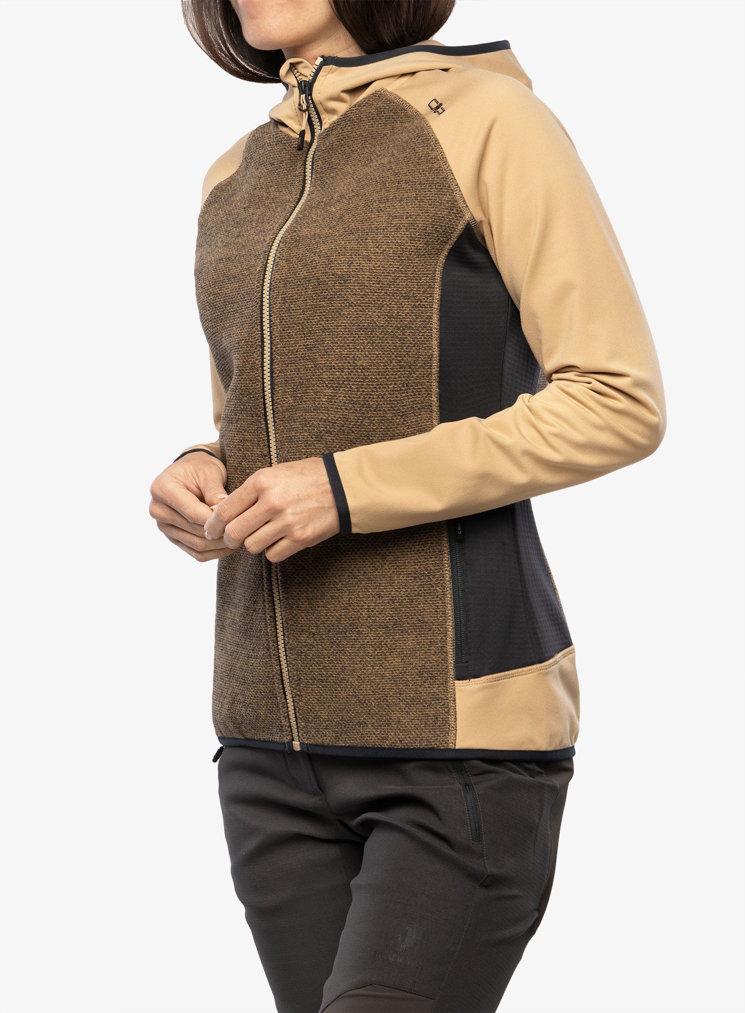 Ženski flis CMP Jacket Fix Hood Ahri - sesamo/antracite