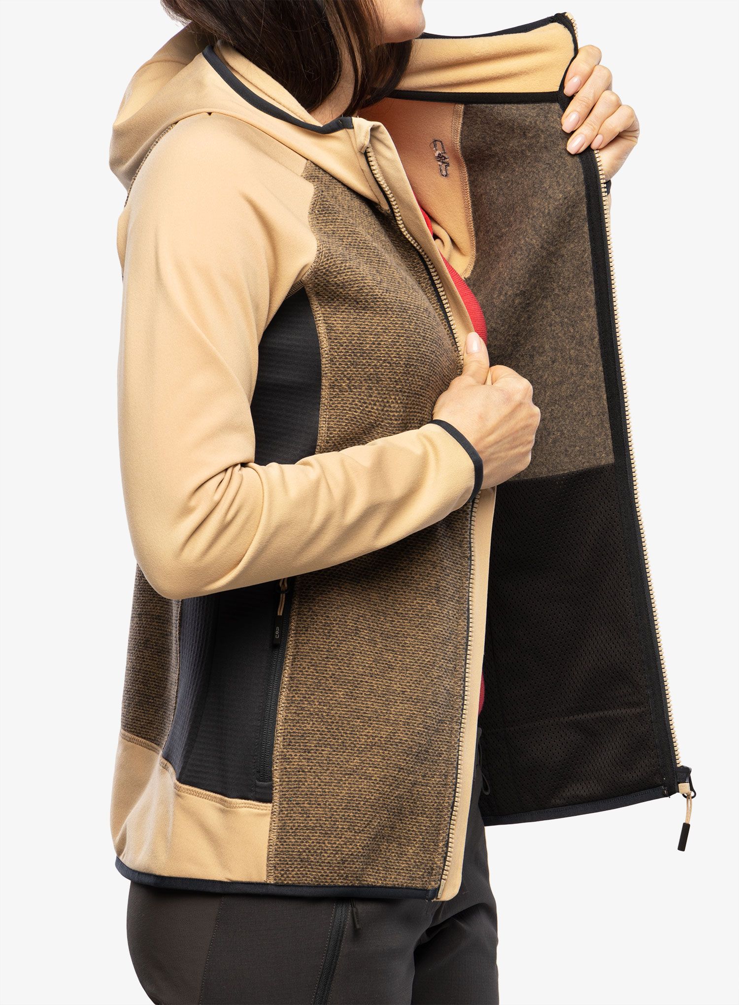 Ženski flis CMP Jacket Fix Hood Ahri - sesamo/antracite
