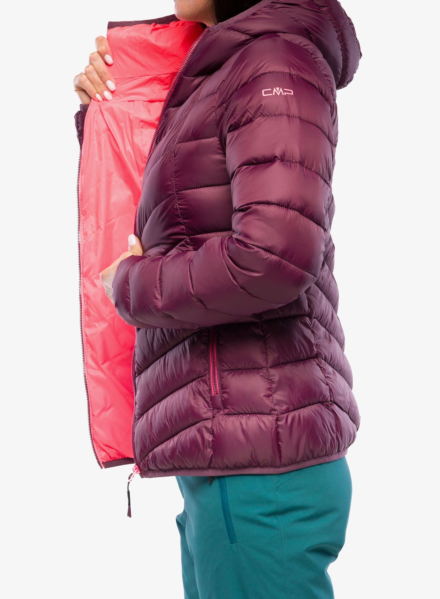 Ženska sintetična jakna CMP Jacket Fix Hood Sivir - burgundy
