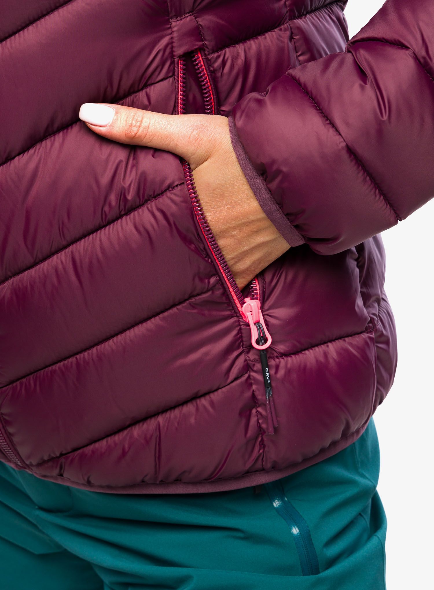 Ženska sintetična jakna CMP Jacket Fix Hood Sivir - burgundy