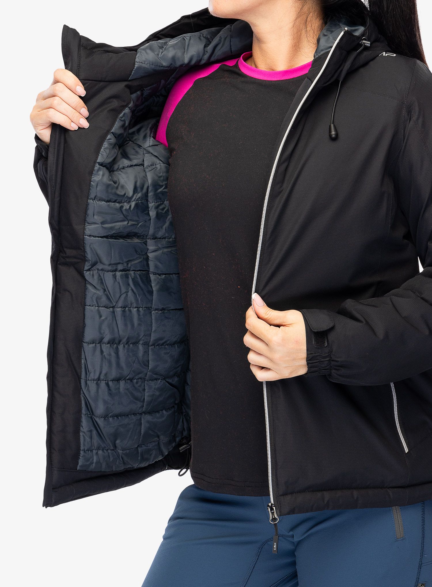 Ženska sintetična jakna CMP Jacket Fix Hood Teemo - nero