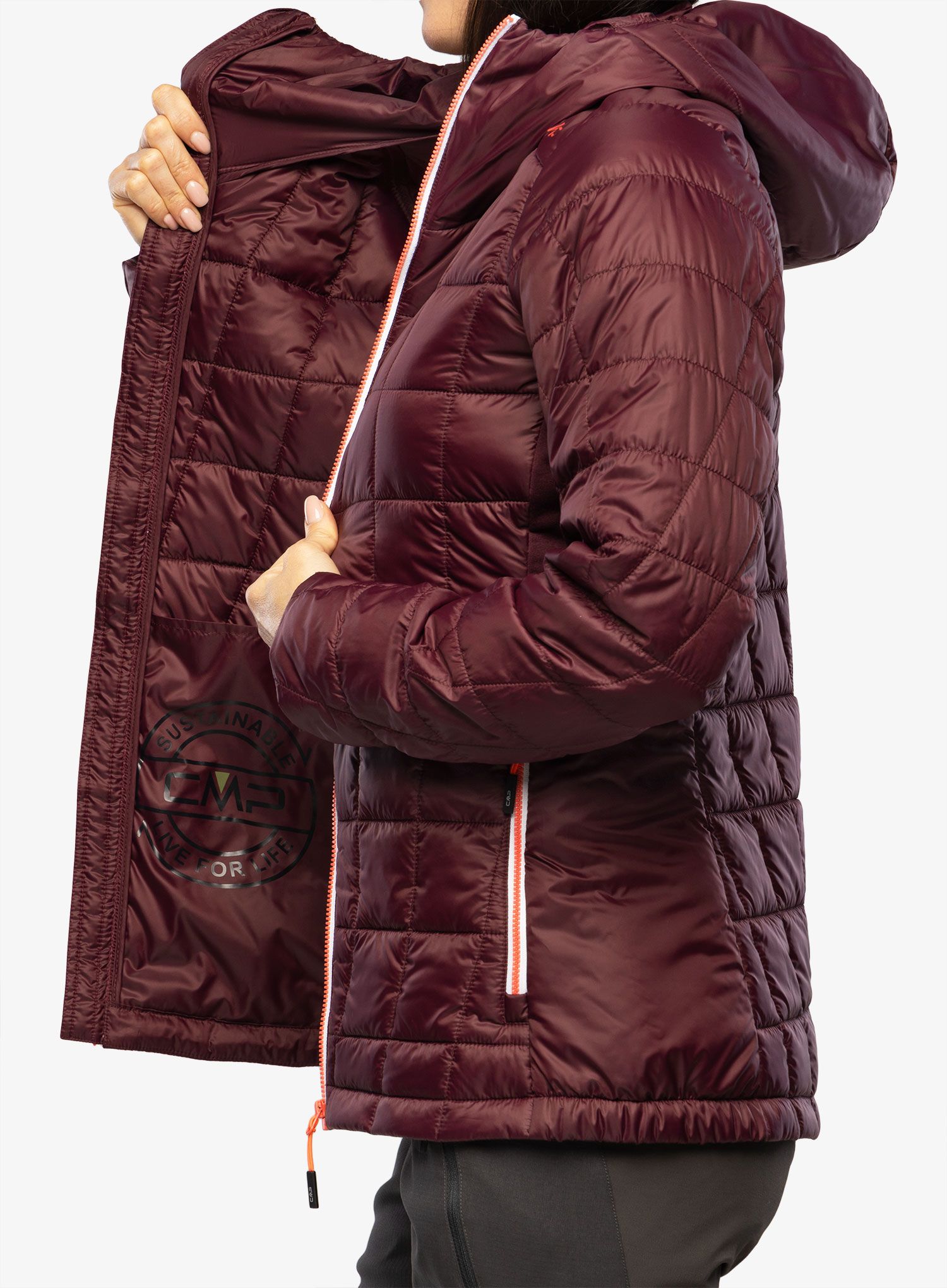 Ženska sintetična jakna CMP Jacket Fix Hood Ziggs - burgundy
