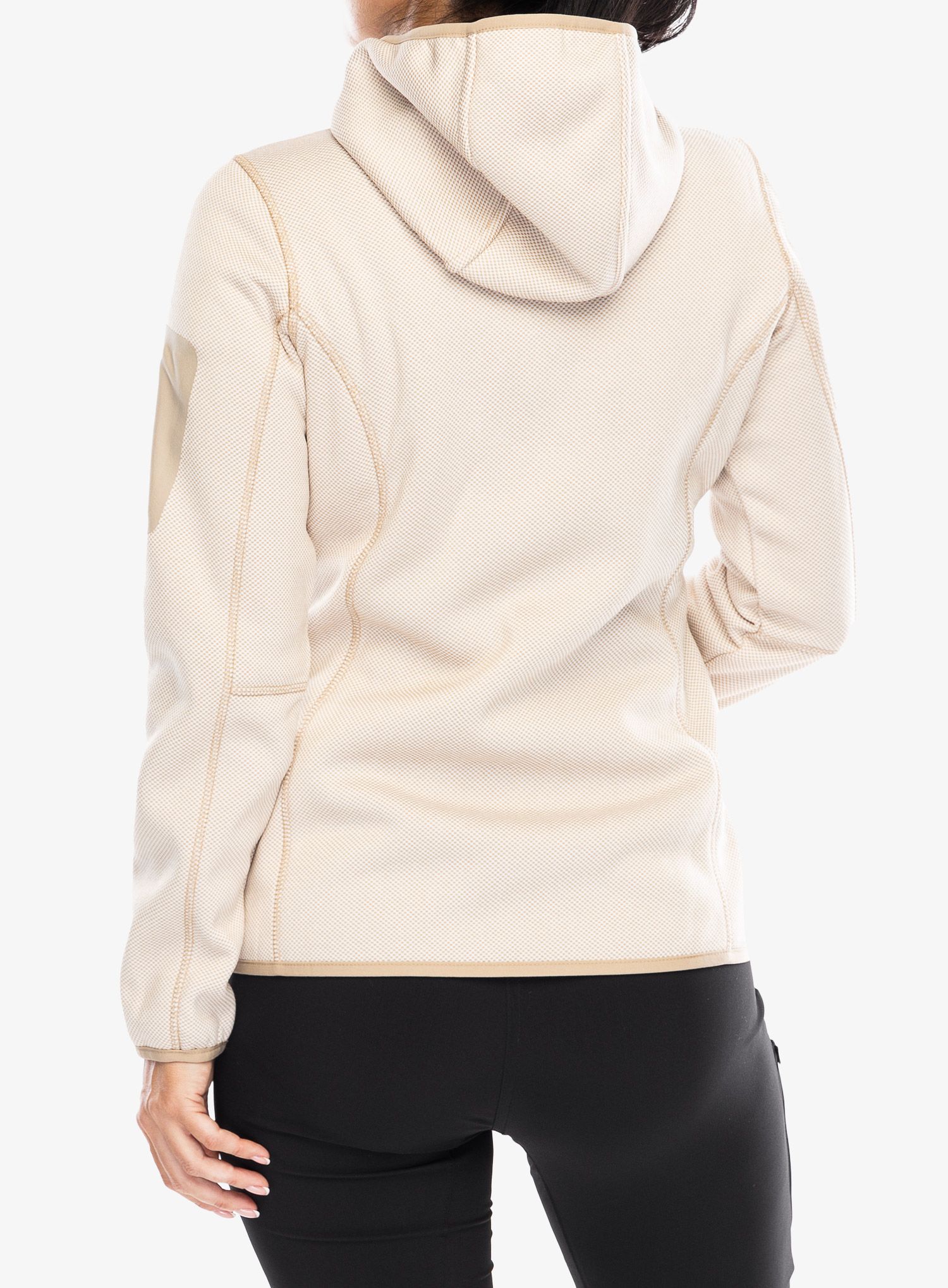 Ženski flis CMP Londra Fix Hood Jacket Knitted - b.cogesso/sesamo