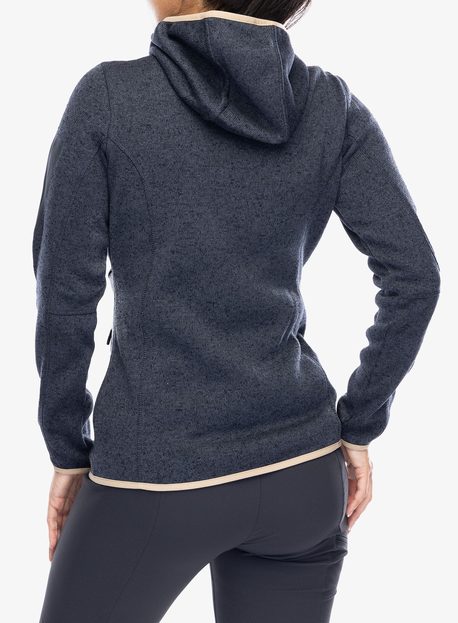 Ženski flis CMP Londra Fix Hood Jacket Knitted - titanio/sesamo