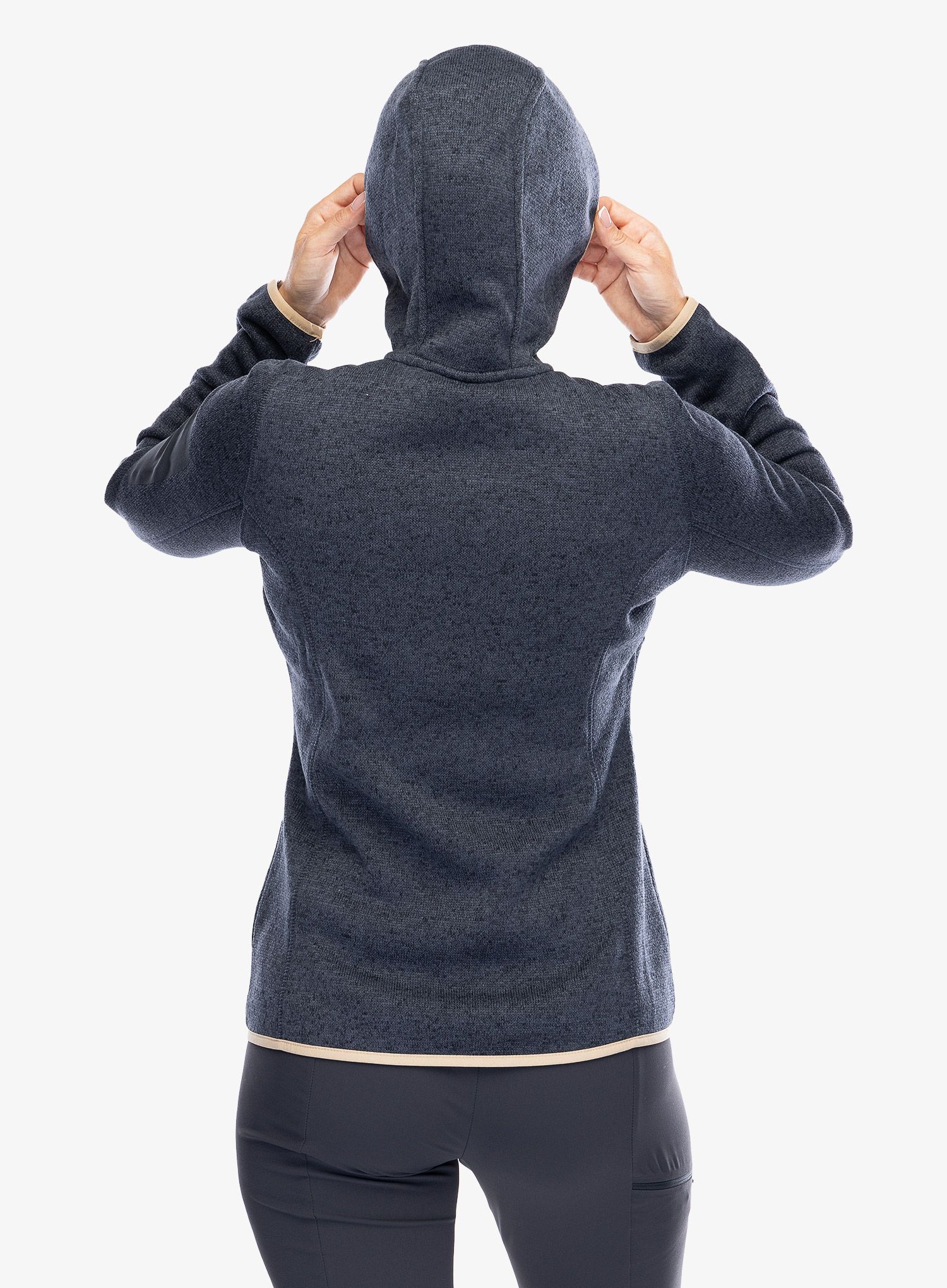 Ženski flis CMP Londra Fix Hood Jacket Knitted - titanio/sesamo