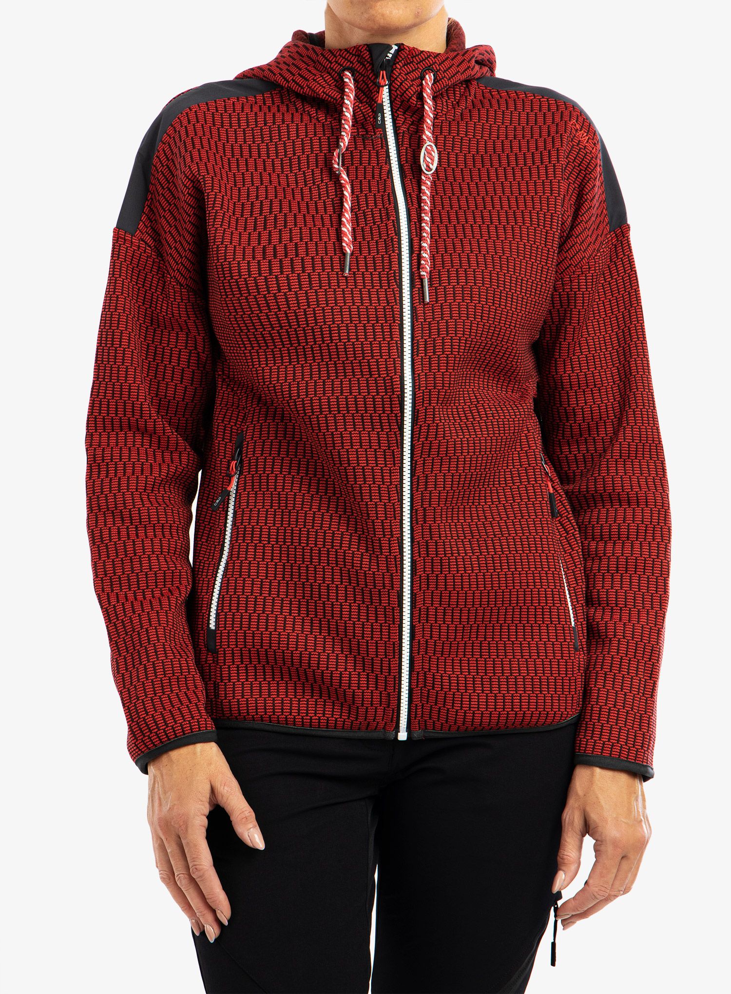 Ženski flis CMP Lucy Jacket Fix Hood - campari/antracite