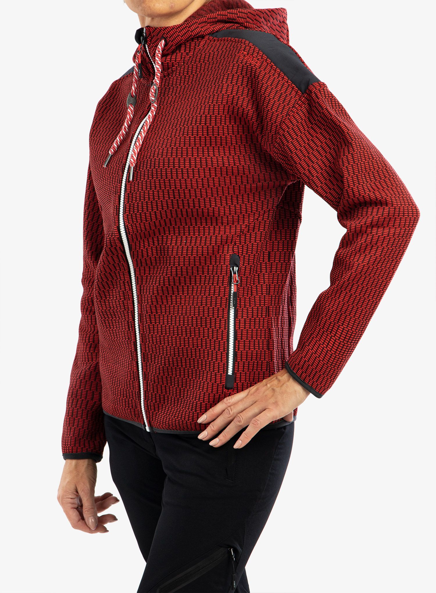 Ženski flis CMP Lucy Jacket Fix Hood - campari/antracite