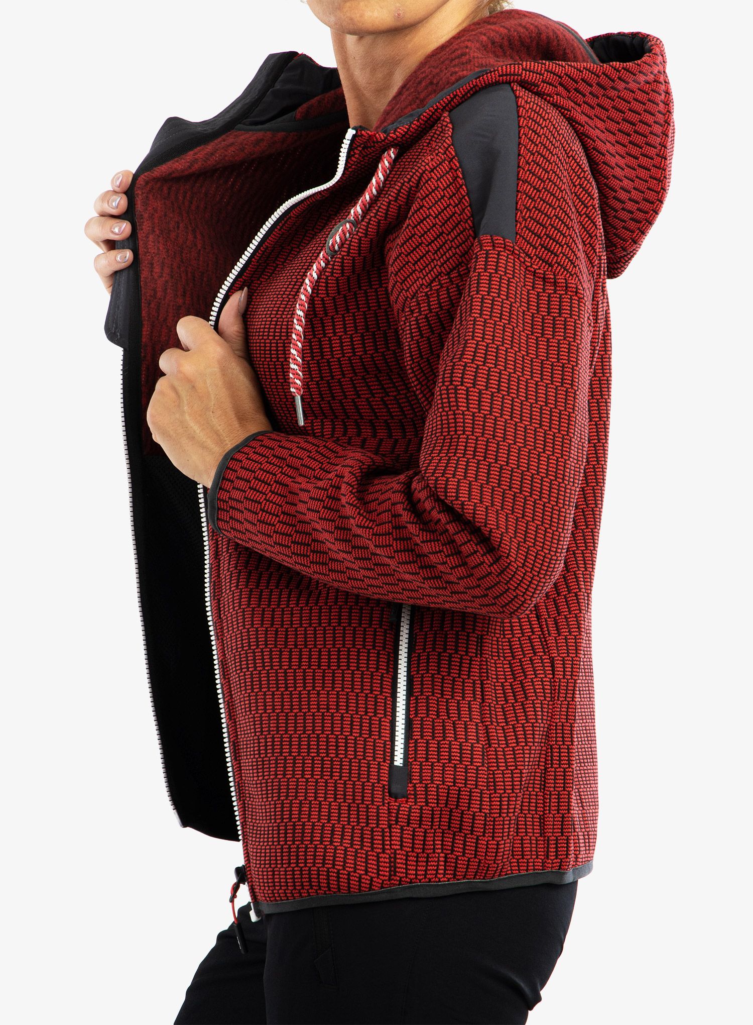 Ženski flis CMP Lucy Jacket Fix Hood - campari/antracite