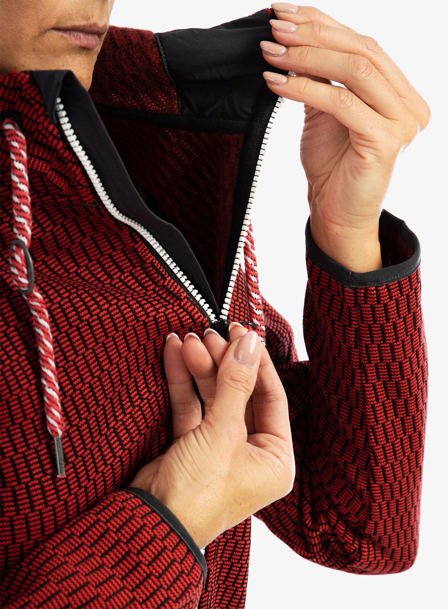 Ženski flis CMP Lucy Jacket Fix Hood - campari/antracite